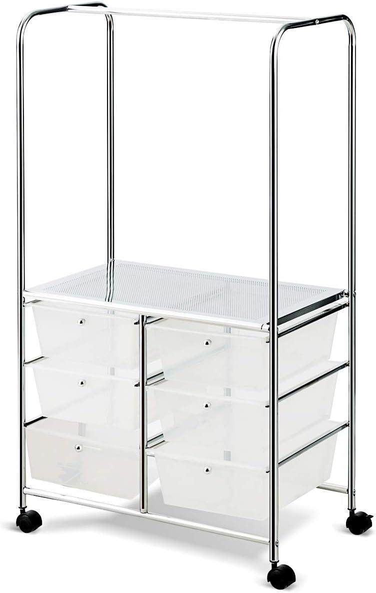 image:imageGiantex 6 Drawer Storage Cart Office School Organizer Cart Rolling Drawer Cart for Tools Scrapbook Paper or Bathroom Storage Shelf White
