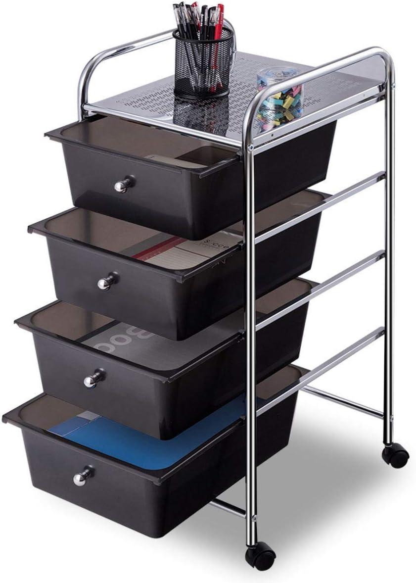 image:imageGiantex 6 Storage Drawer Cart Rolling Organizer Cart for Tools Scrapbook Paper Home Office School Multipurpose Mobile Utility Cart Beige amp YellowBlack