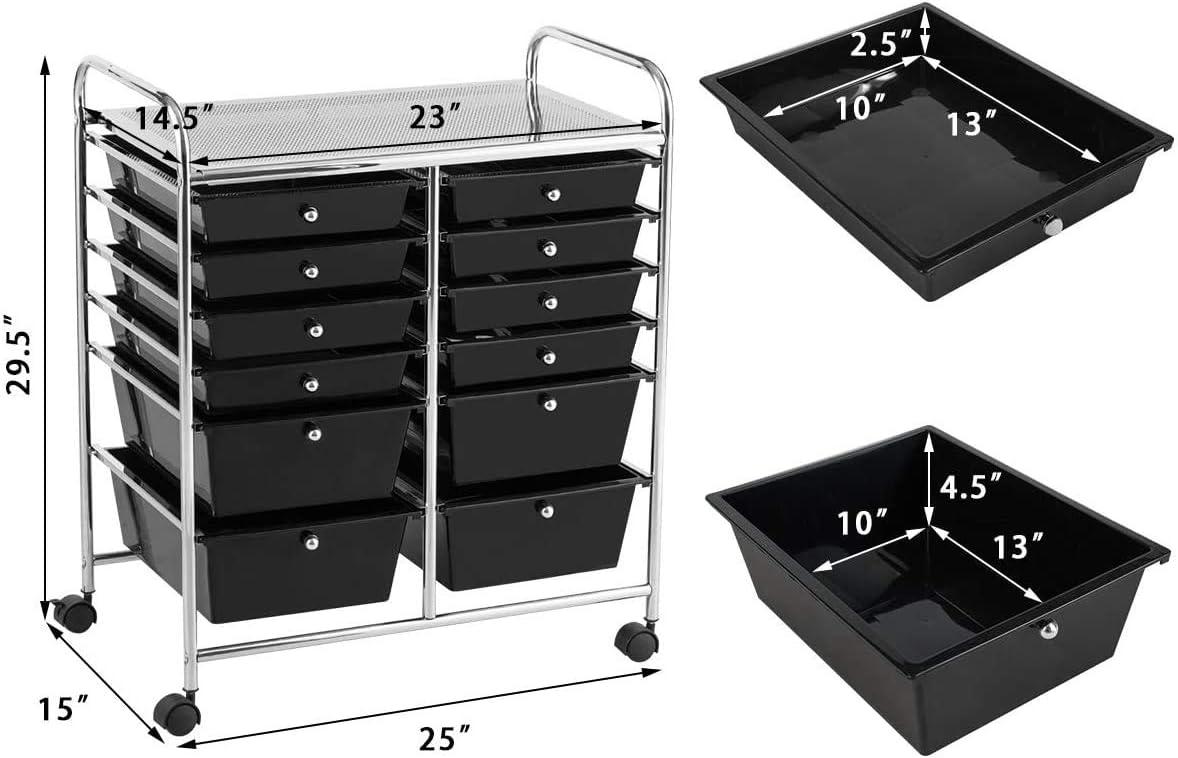 image:imageGiantex 6 Storage Drawer Cart Rolling Organizer Cart for Tools Scrapbook Paper Home Office School Multipurpose Mobile Utility Cart Beige amp YellowBlack