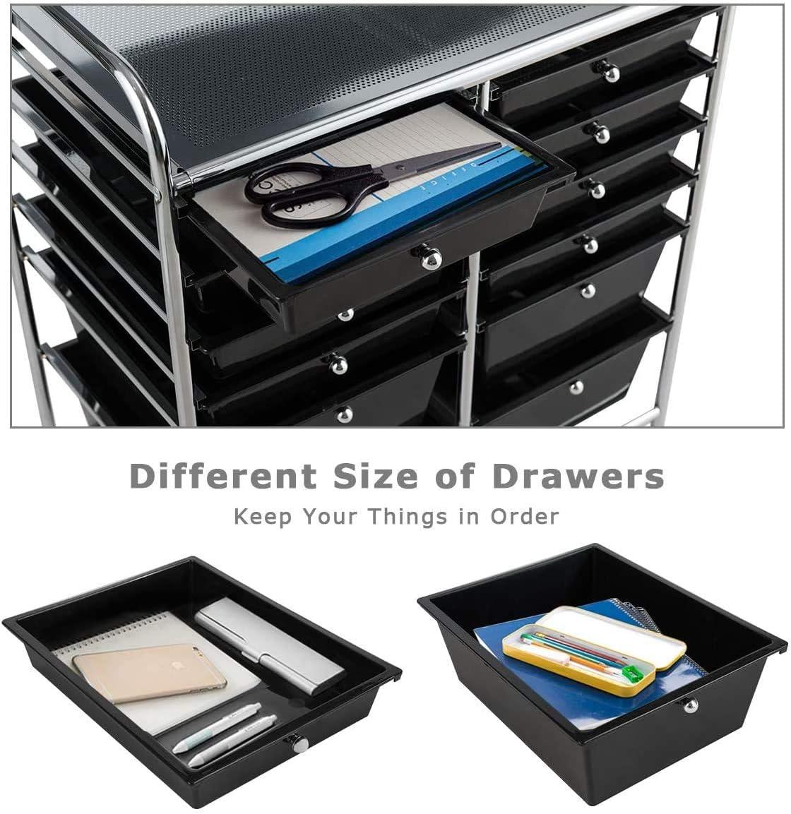 image:imageGiantex 6 Storage Drawer Cart Rolling Organizer Cart for Tools Scrapbook Paper Home Office School Multipurpose Mobile Utility Cart Beige amp YellowBlack