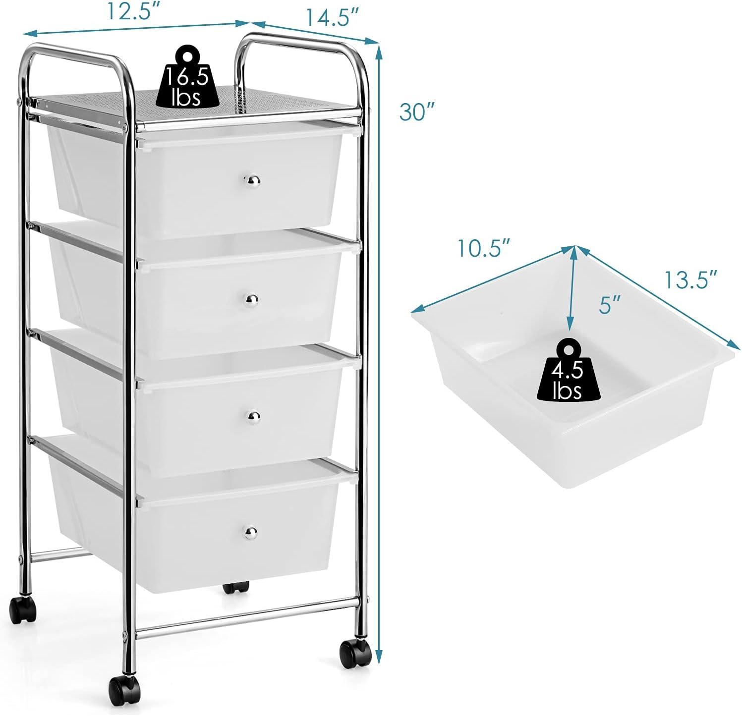 image:imageGiantex 6 Storage Drawer Cart Rolling Organizer Cart for Tools Scrapbook Paper Home Office School Multipurpose Mobile Utility Cart Beige amp YellowClear White