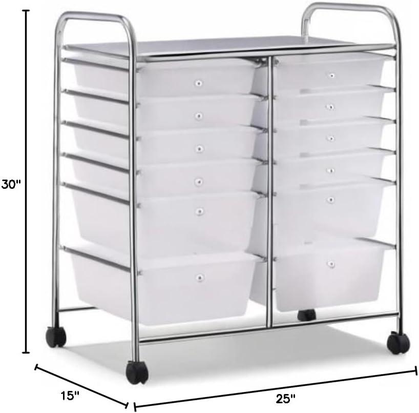 image:imageGiantex 6 Storage Drawer Cart Rolling Organizer Cart for Tools Scrapbook Paper Home Office School Multipurpose Mobile Utility Cart Beige amp YellowClear White