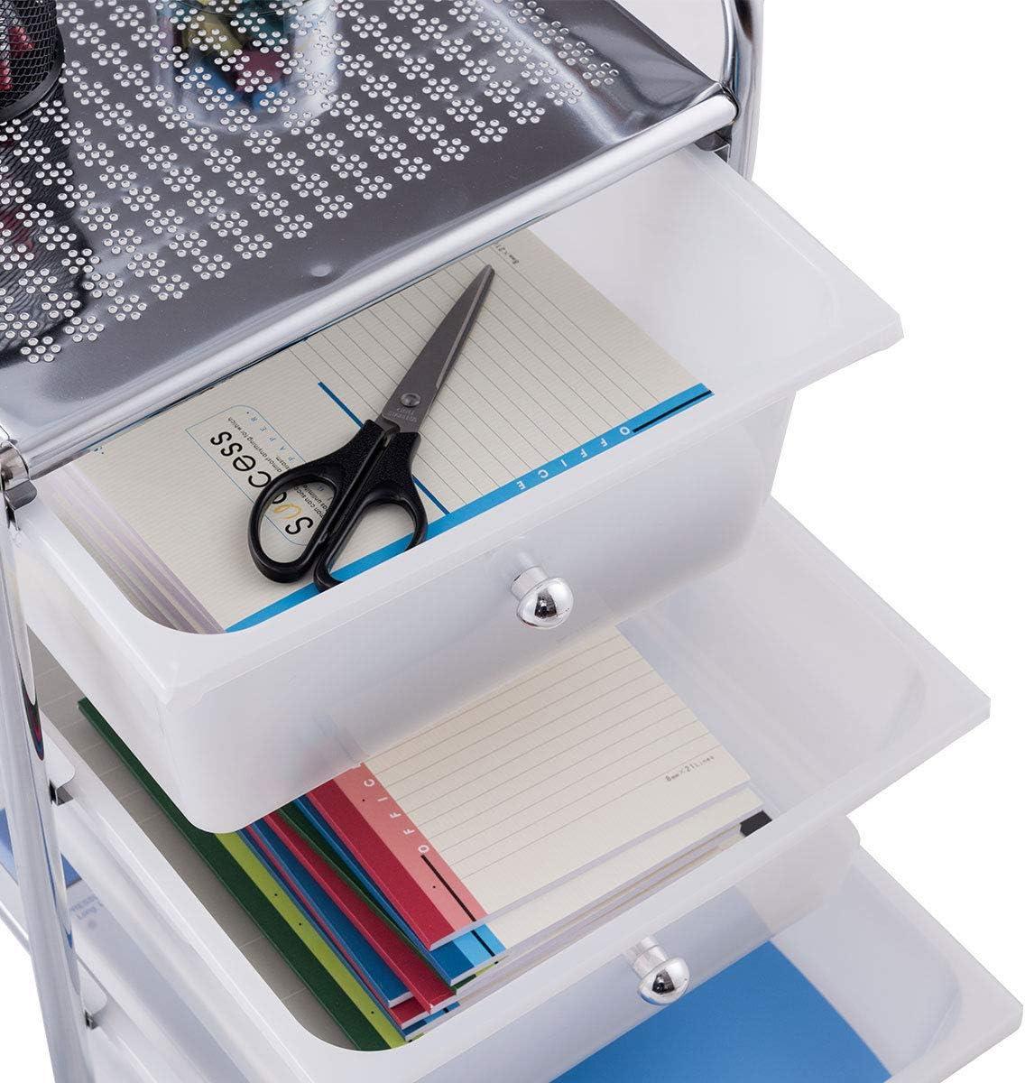 image:imageGiantex 6 Storage Drawer Cart Rolling Organizer Cart for Tools Scrapbook Paper Home Office School Multipurpose Mobile Utility Cart Beige amp YellowClear White