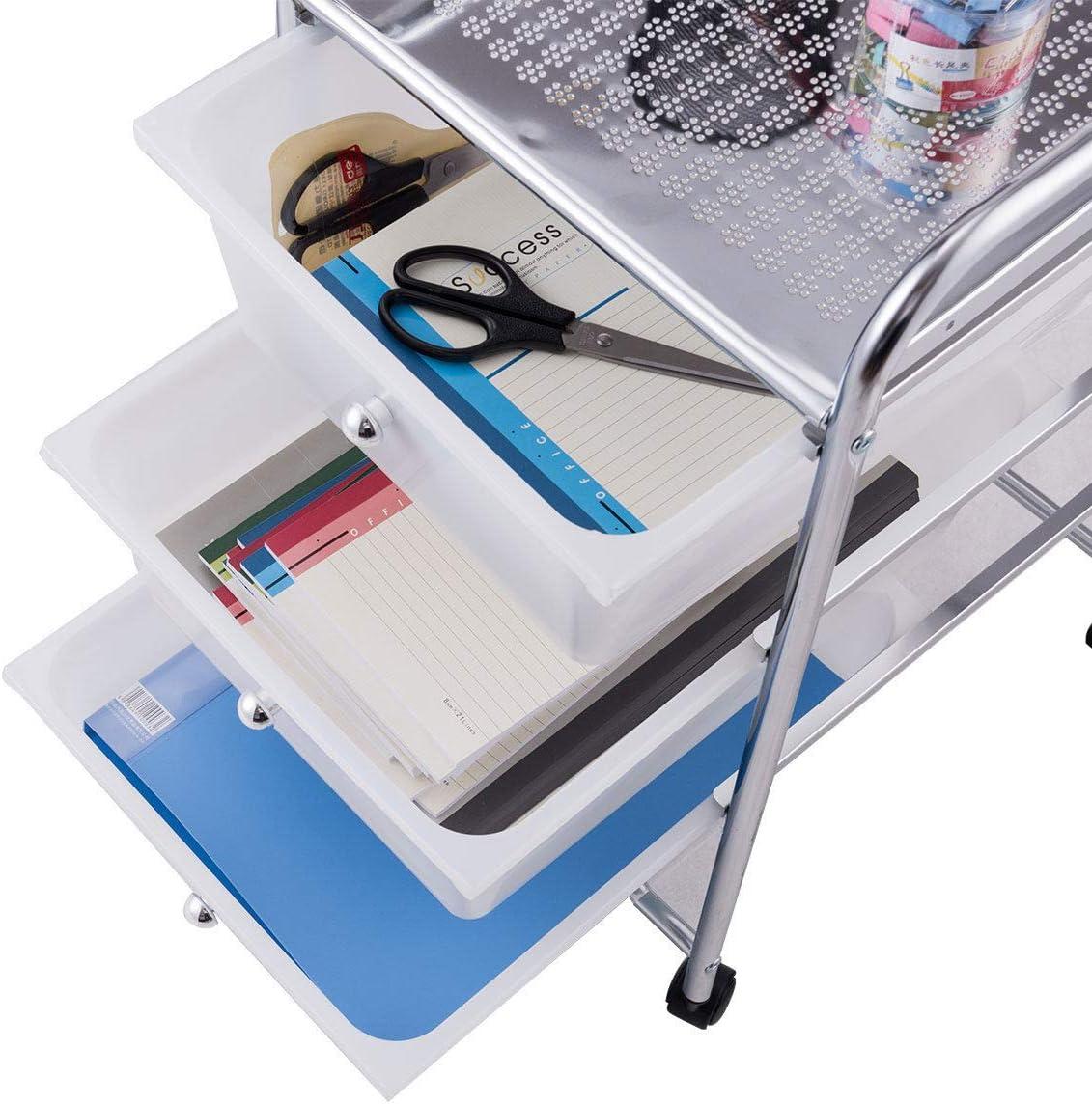 image:imageGiantex 6 Storage Drawer Cart Rolling Organizer Cart for Tools Scrapbook Paper Home Office School Multipurpose Mobile Utility Cart Beige amp YellowClear White