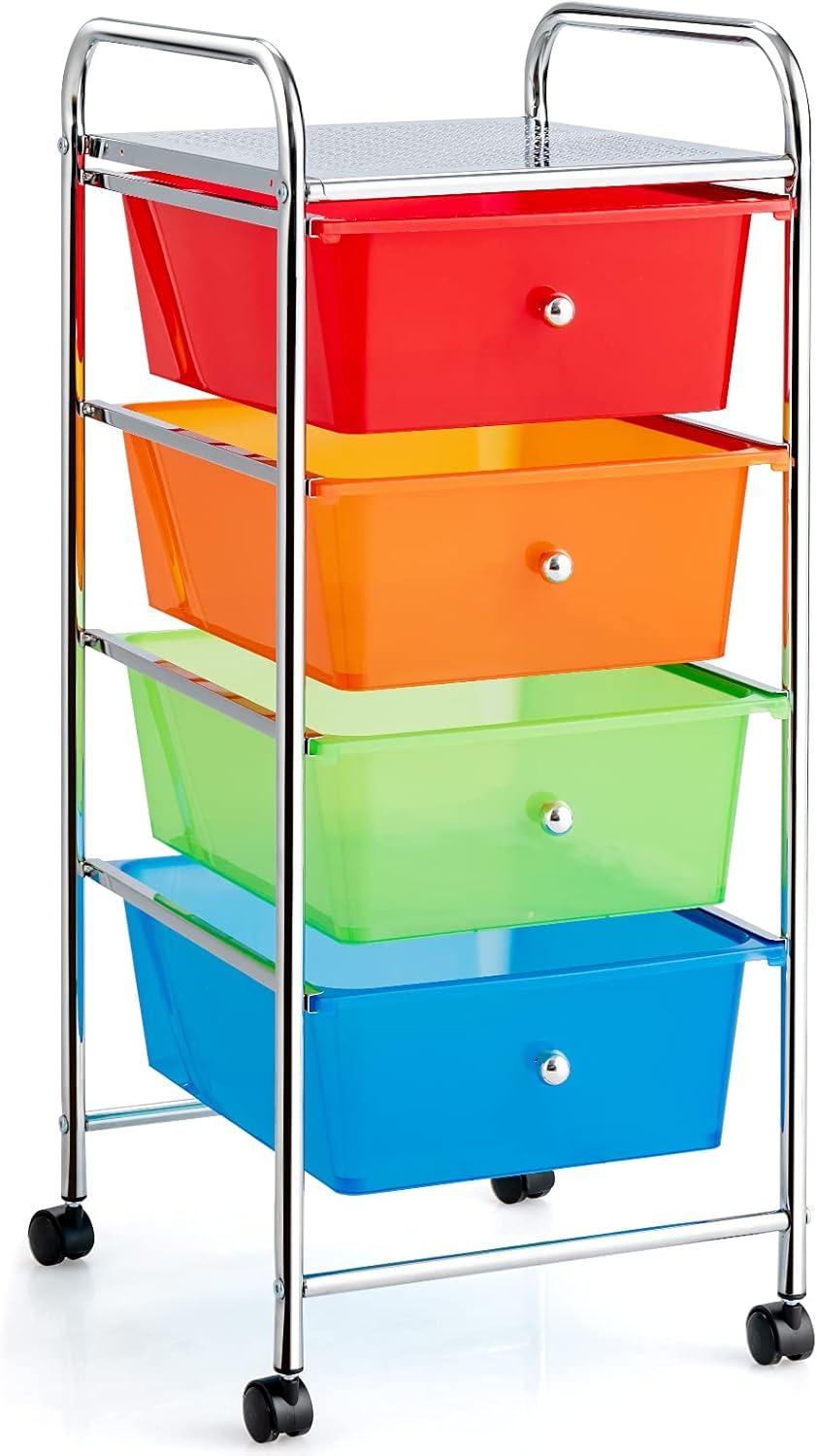 image:imageGiantex 6 Storage Drawer Cart Rolling Organizer Cart for Tools Scrapbook Paper Home Office School Multipurpose Mobile Utility Cart Beige amp YellowMulticolor
