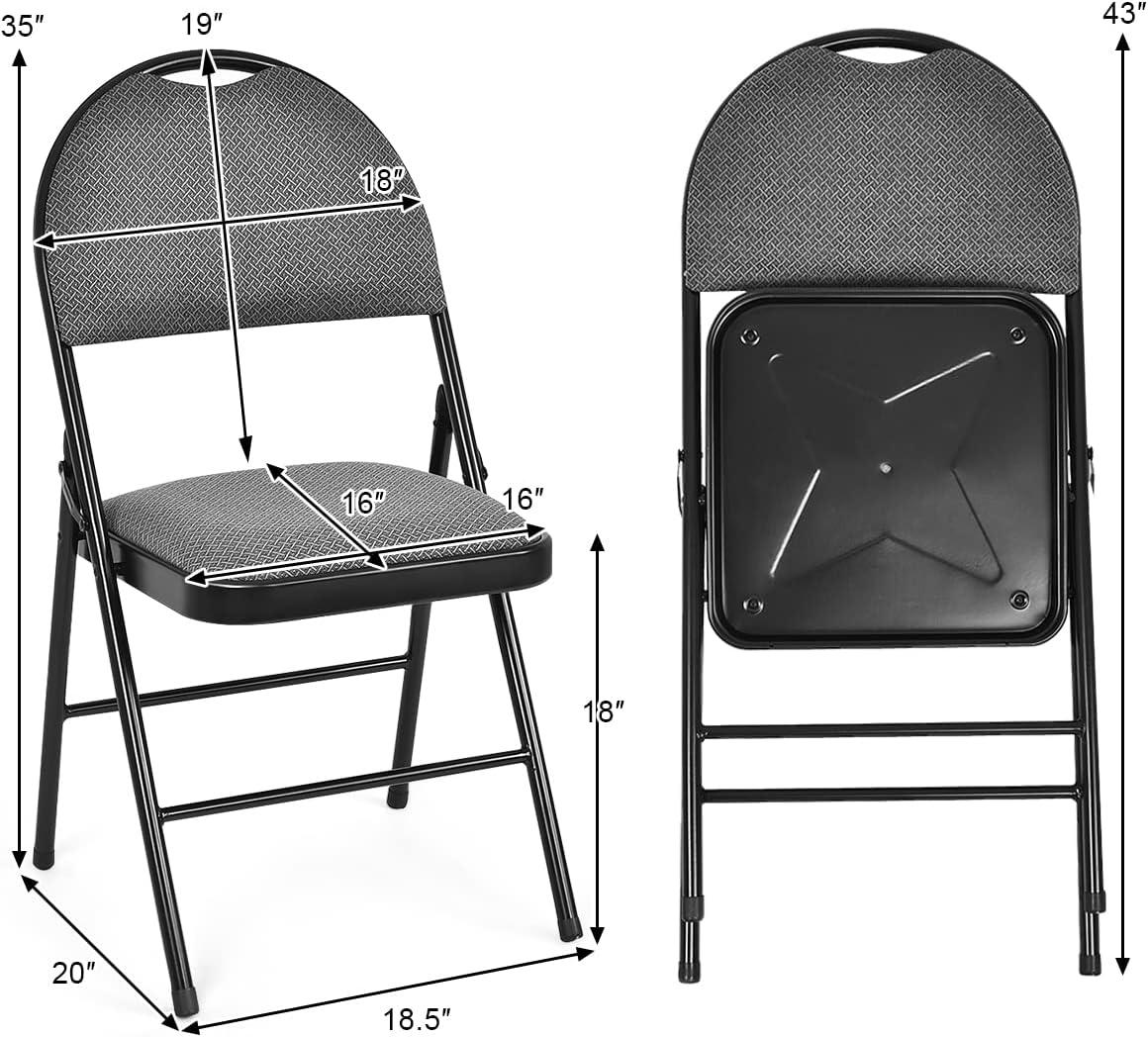 image:imageGiantex 6Pcs Folding Chairs Set Foldable Dining Chairs with Upholstered Seat NonSlip Footpads Commercial Guest Chairs Pack of 6 Waiting Room Chair for Events Office Wedding Party Kitchen GreyGrey