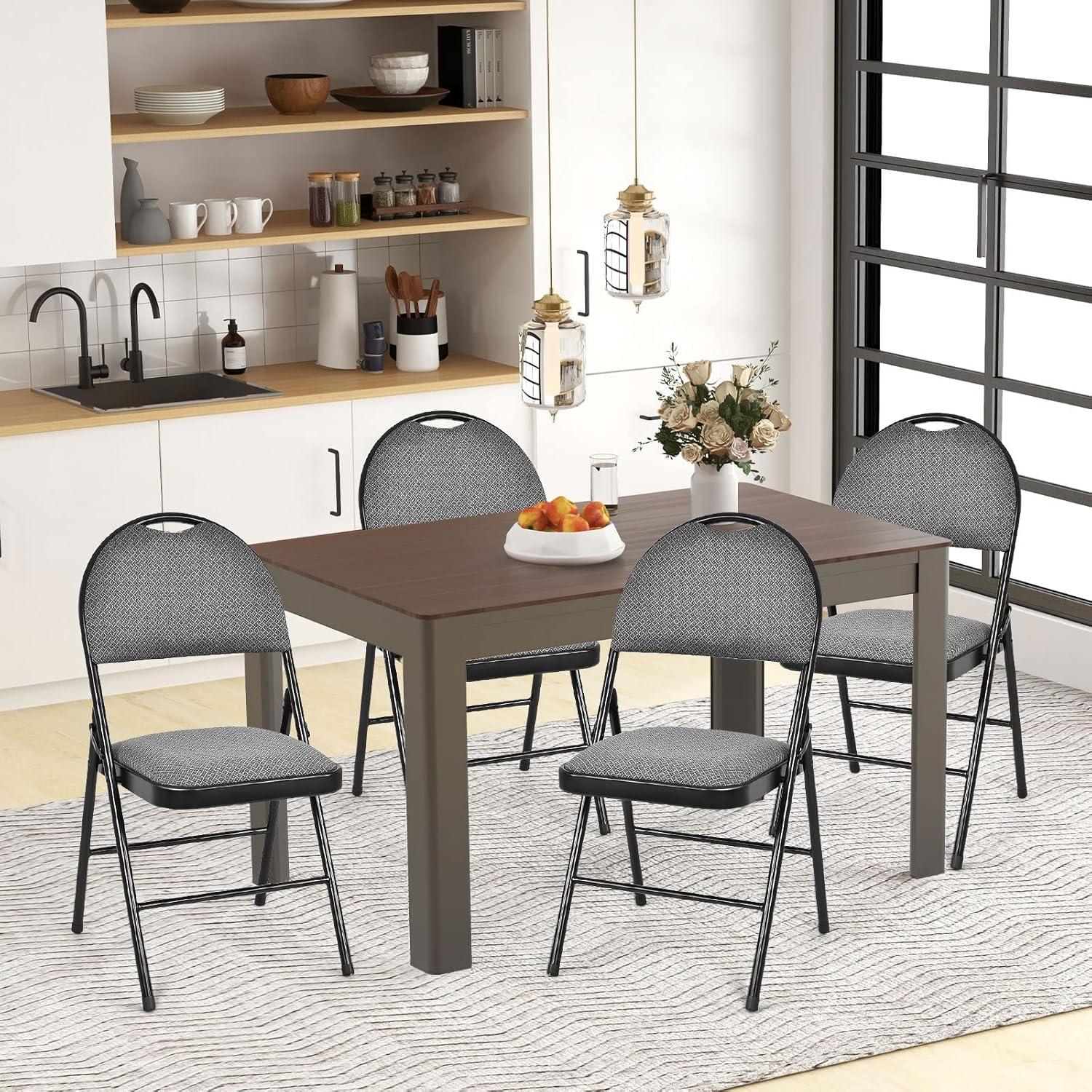 image:imageGiantex 6Pcs Folding Chairs Set Foldable Dining Chairs with Upholstered Seat NonSlip Footpads Commercial Guest Chairs Pack of 6 Waiting Room Chair for Events Office Wedding Party Kitchen GreyGrey