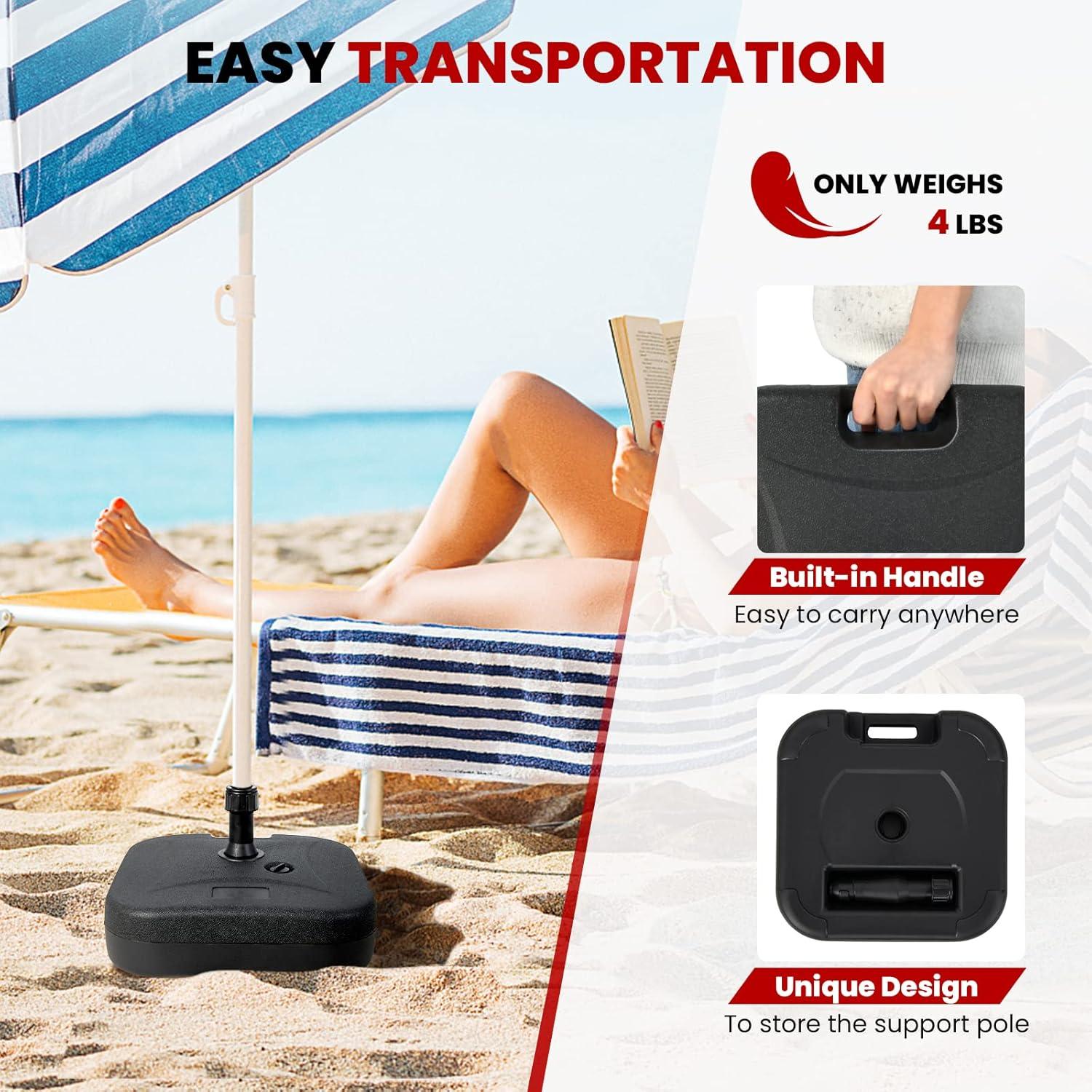 image:imageGiantex 75 lbs Fillable Umbrella Base Water Sand Filled Umbrella Stand with Builtin Handle for 15 Poles Heavy Duty HDPE Weighted Market Table Umbrella Holder for Yard Garden Patio 18 inch