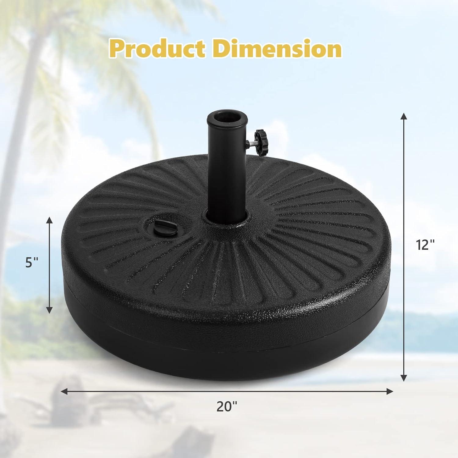 image:imageGiantex 75lbs Fillable Umbrella Base 20 inch Water and Sand Filled Umbrella Stand Fit 1519 Umbrella Pole HDPE Weighted Market Table Umbrella Holder for Outdoor Deck Garden Poolside750 Pounds