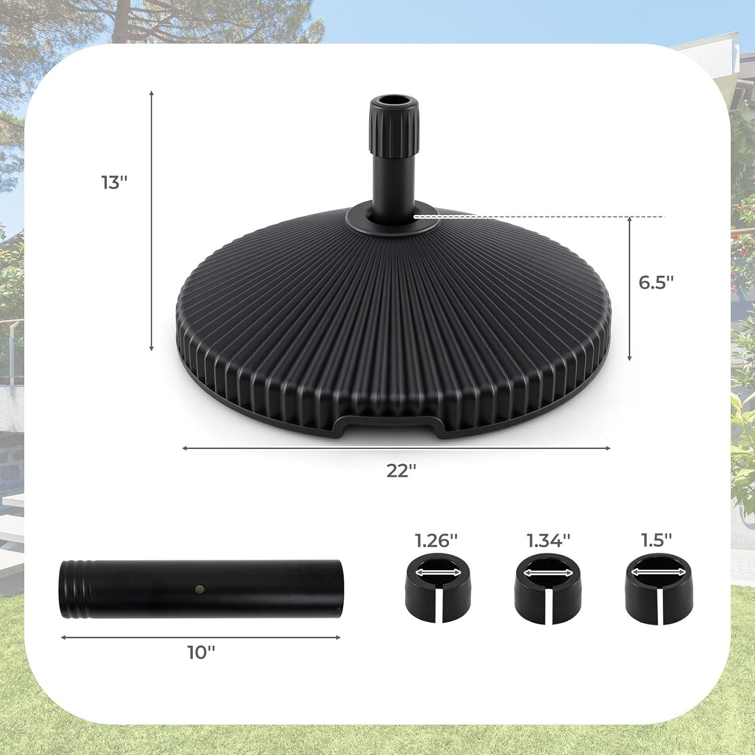 image:imageGiantex 75lbs Fillable Umbrella Base 20 inch Water and Sand Filled Umbrella Stand Fit 1519 Umbrella Pole HDPE Weighted Market Table Umbrella Holder for Outdoor Deck Garden Poolside550 Pounds