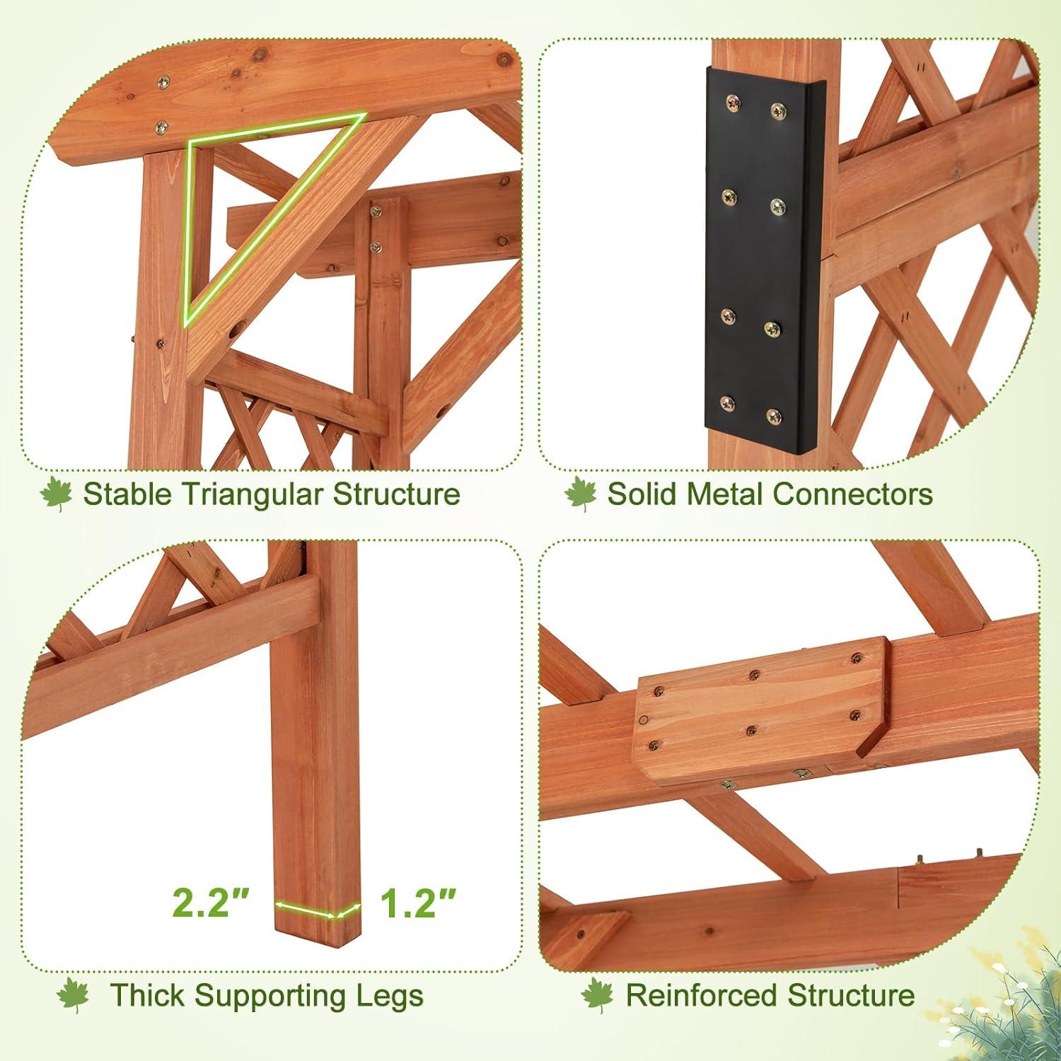 image:imageGiantex 7FT Wood Garden Arbor Trellis Wedding Arch for Outdoor Patio Birthday Bridal Party Prom Decoration Garden Trellis Pergola Arbor for Climbing Plant Rose VinesWalnut Brown