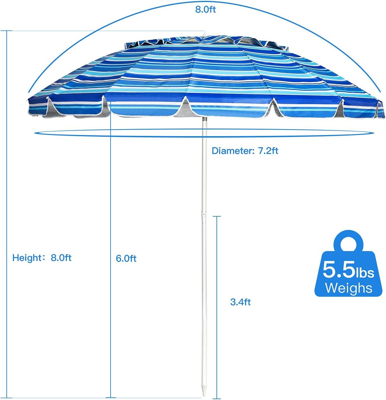 image:imageGiantex 8 Ft Beach Umbrella Patio Sunshade Umbrella with Sand Anchor amp Tilt Mechanism 16 Fiberglass Ribs AirVent Design Portable Sun Shelter Suitable for Seaside Backyard Poolside Market EntranceNavy