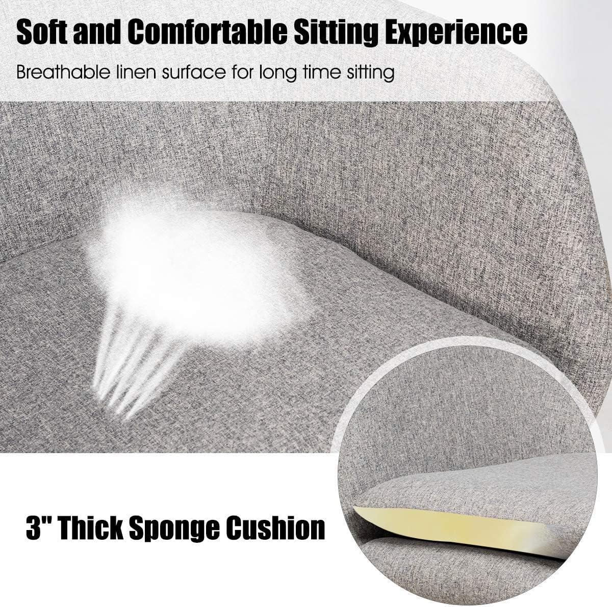 image:imageGiantex Accent Rocking Chair with Cushion Upholstered Rocking Arm Chair wSolid Steel Wood Leg Modern Rocker Chair for Balcony Bedroom 1 Grey