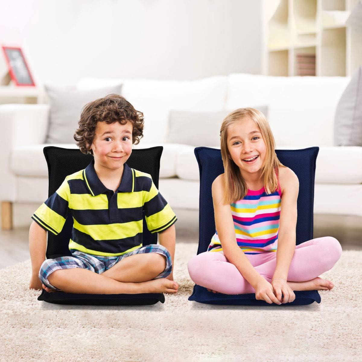 image:imageGiantex Adjustable Mesh Floor Sofa Chair 6Position MultiAngle Padded Floor Chair Cushioned Back Support Versatile Video Game Chairs for Meditation Seminars Reading TV Watching or GamingNavy
