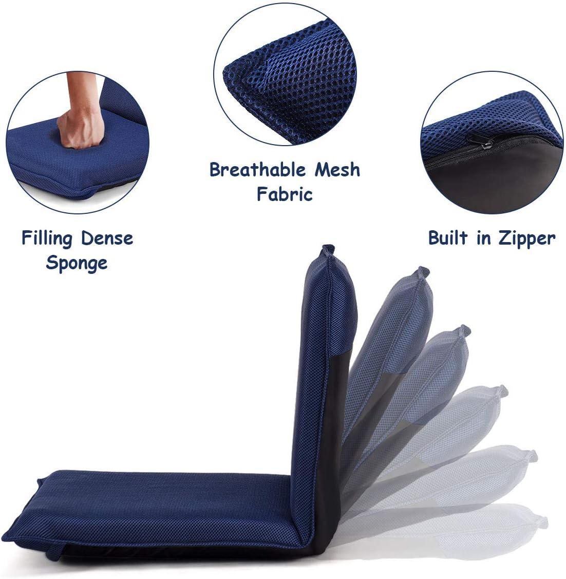 image:imageGiantex Adjustable Mesh Floor Sofa Chair 6Position MultiAngle Padded Floor Chair Cushioned Back Support Versatile Video Game Chairs for Meditation Seminars Reading TV Watching or GamingNavy