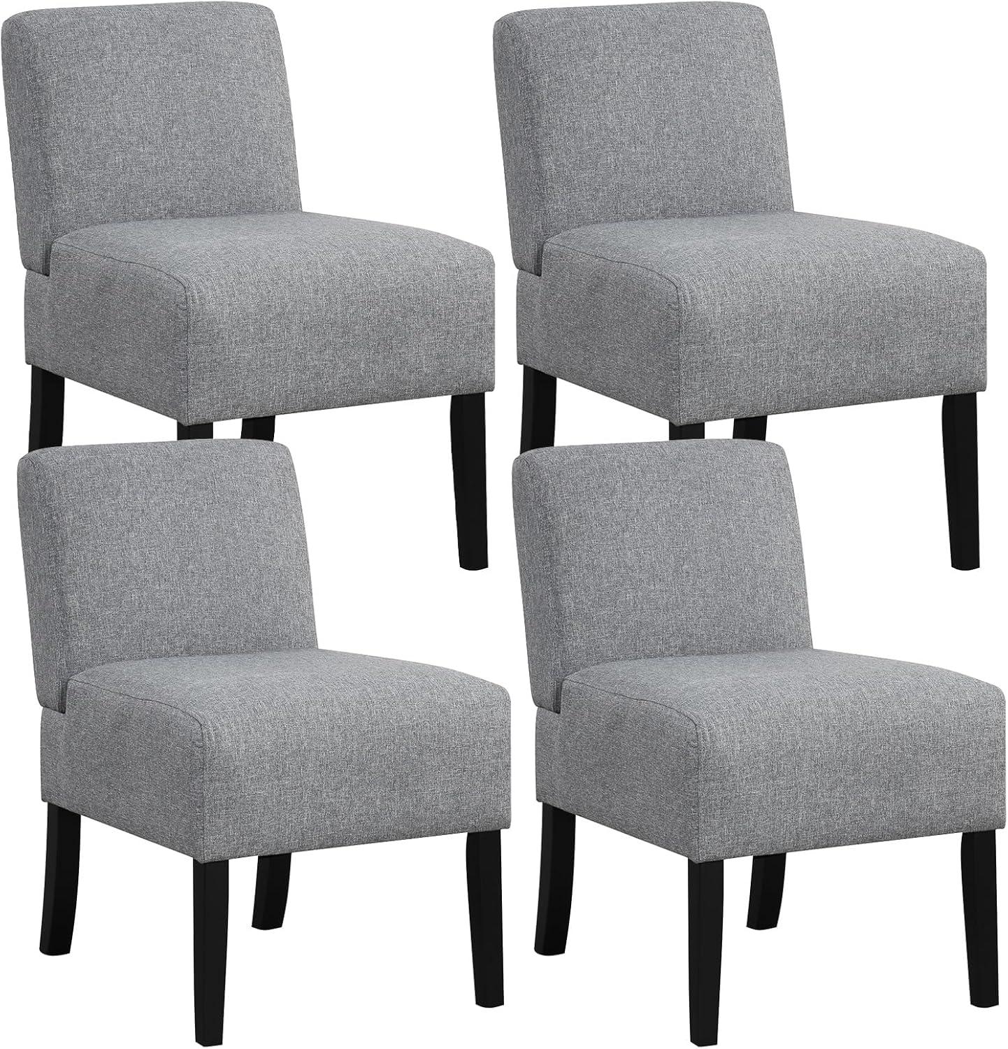 image:imageGiantex Armless Accent Chair Upholstered Living Room Chair with Rubber Wood Legs Modern Slipper Side Chair Reading Chair for Living Room Bedroom Waiting Room Office Small Spaces GreyGrey