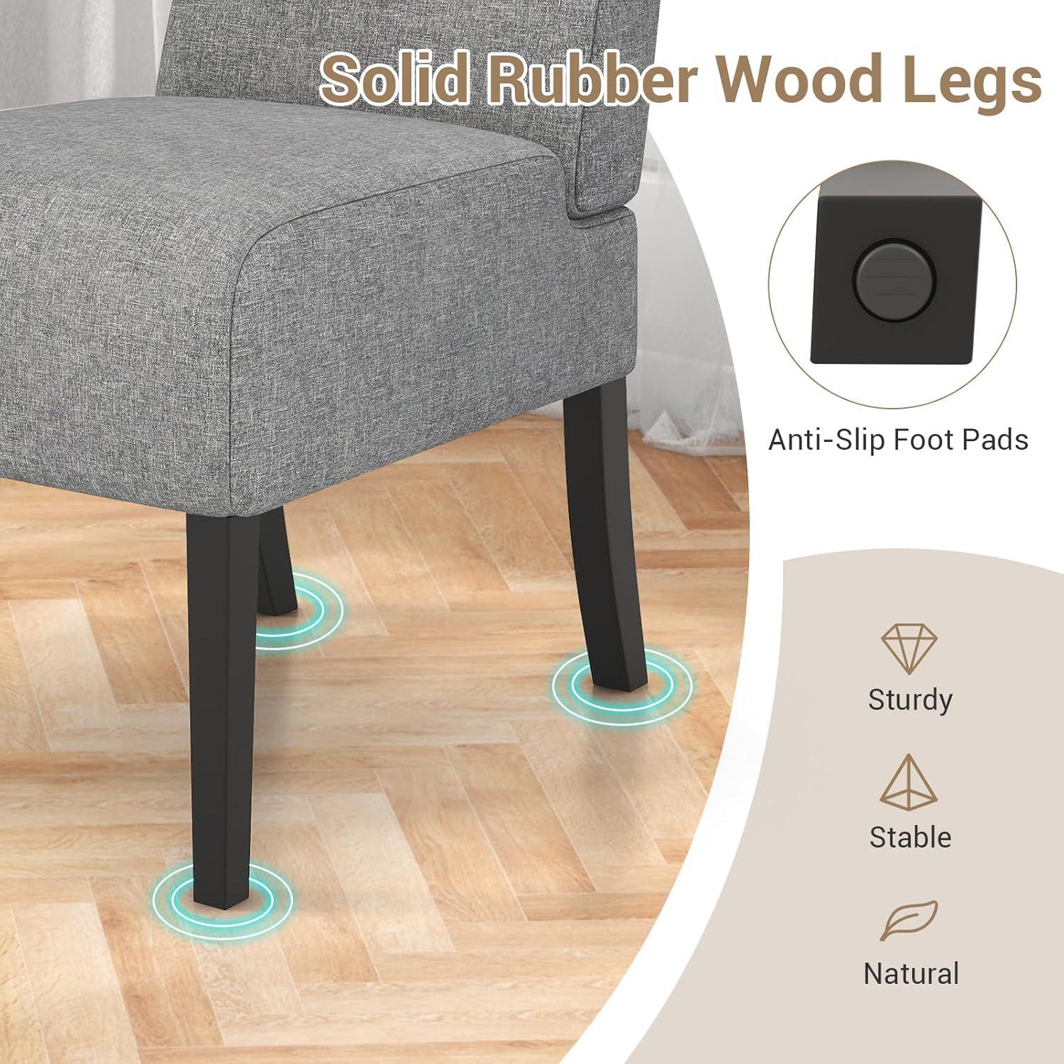 image:imageGiantex Armless Accent Chair Upholstered Living Room Chair with Rubber Wood Legs Modern Slipper Side Chair Reading Chair for Living Room Bedroom Waiting Room Office Small Spaces GreyGrey