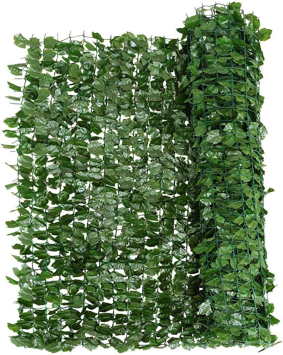 image:imageGiantex Artificial Faux Ivy Privacy Fence 118x59 Artificial Hedge Faux Ivy Vine Leaf Greenery Wall Screen Decorative Trellis Fence Covering for Outdoor Porch Garden Patio95x59