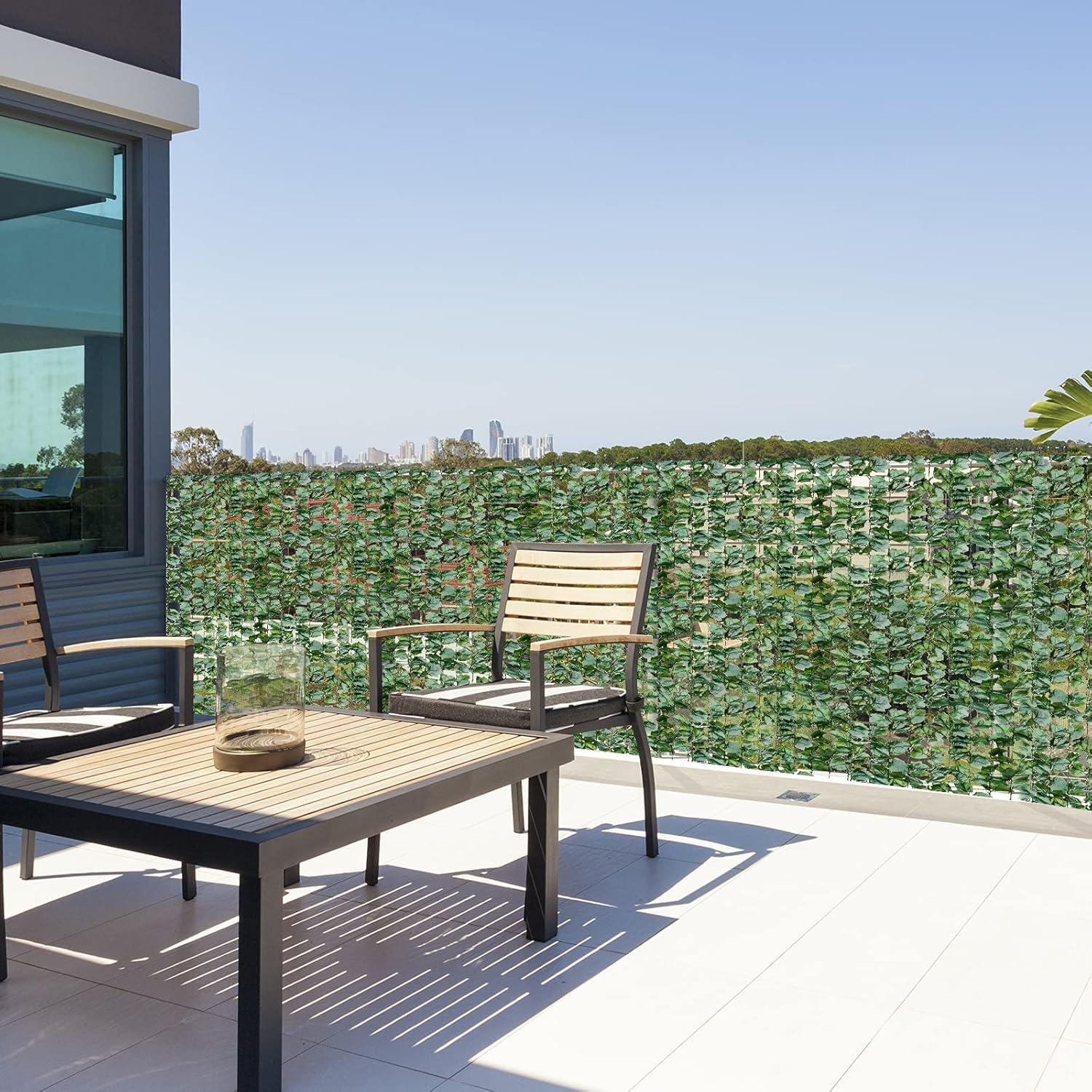 image:imageGiantex Artificial Faux Ivy Privacy Fence 118x59 Artificial Hedge Faux Ivy Vine Leaf Greenery Wall Screen Decorative Trellis Fence Covering for Outdoor Porch Garden Patio95x59