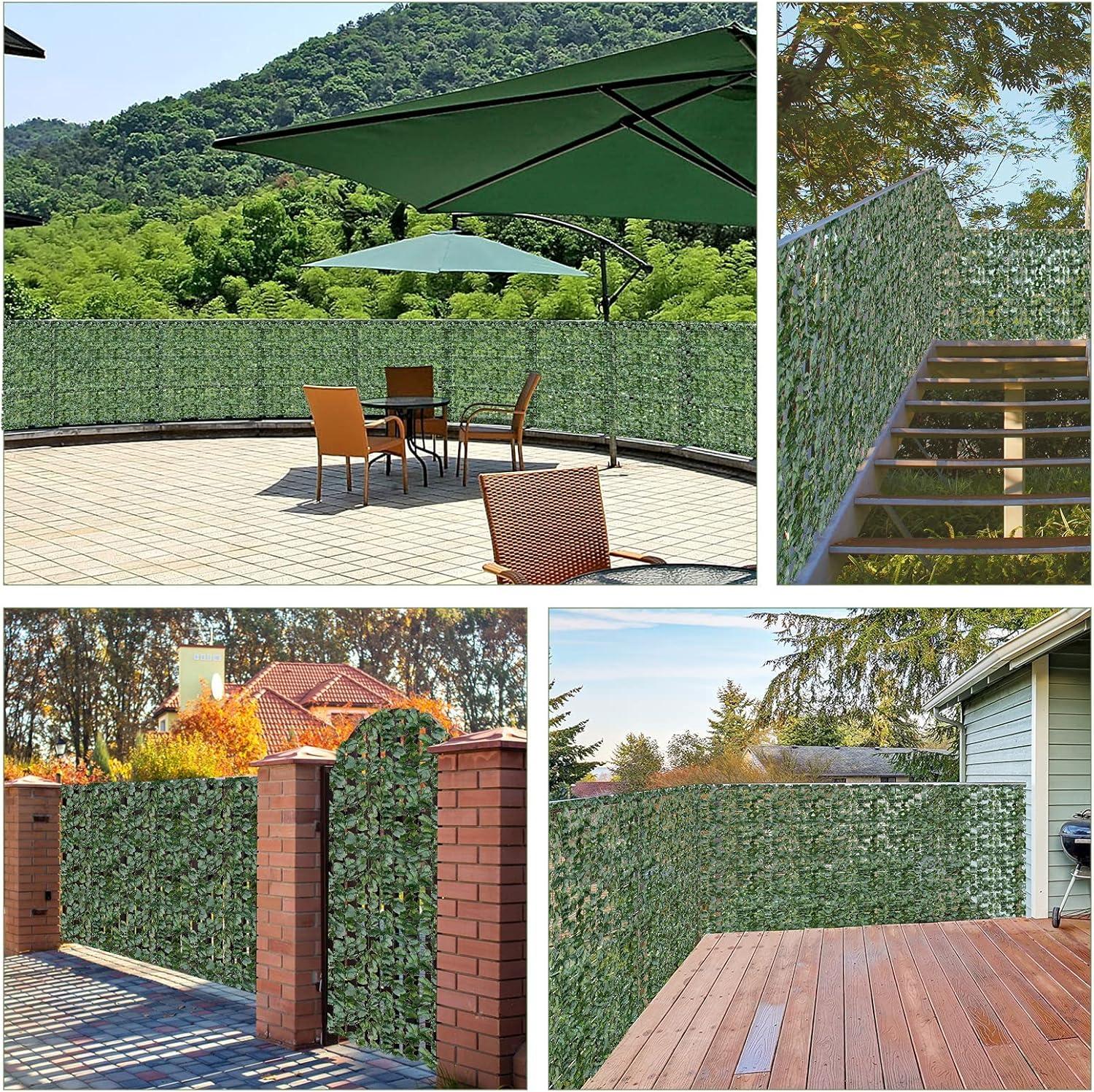 image:imageGiantex Artificial Faux Ivy Privacy Fence 118x59 Artificial Hedge Faux Ivy Vine Leaf Greenery Wall Screen Decorative Trellis Fence Covering for Outdoor Porch Garden Patio95x59