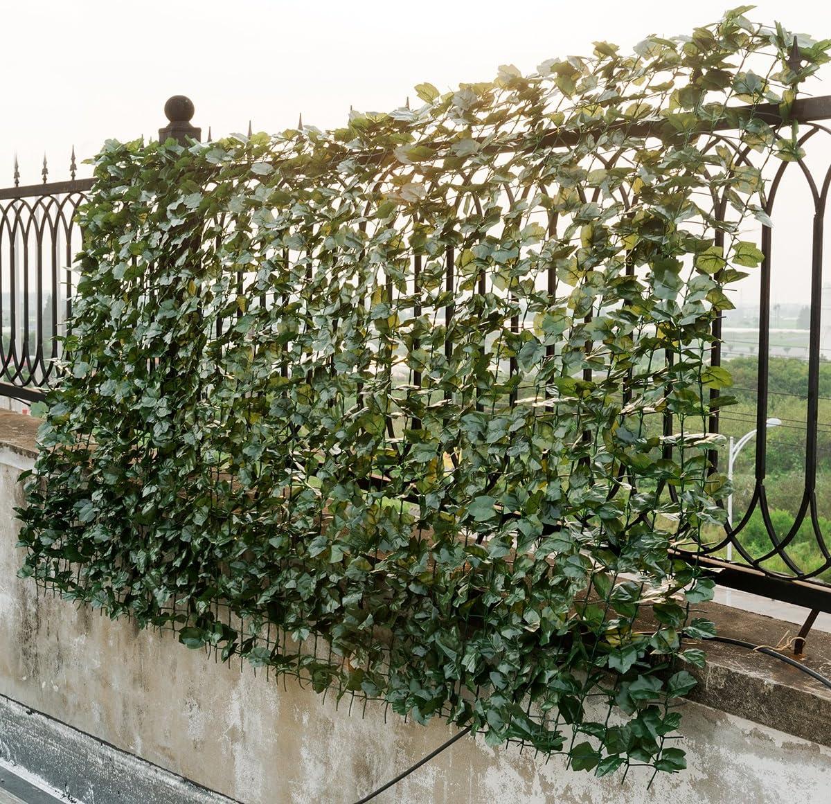 image:imageGiantex Artificial Faux Ivy Privacy Fence 118x59 Artificial Hedge Faux Ivy Vine Leaf Greenery Wall Screen Decorative Trellis Fence Covering for Outdoor Porch Garden Patio95x59