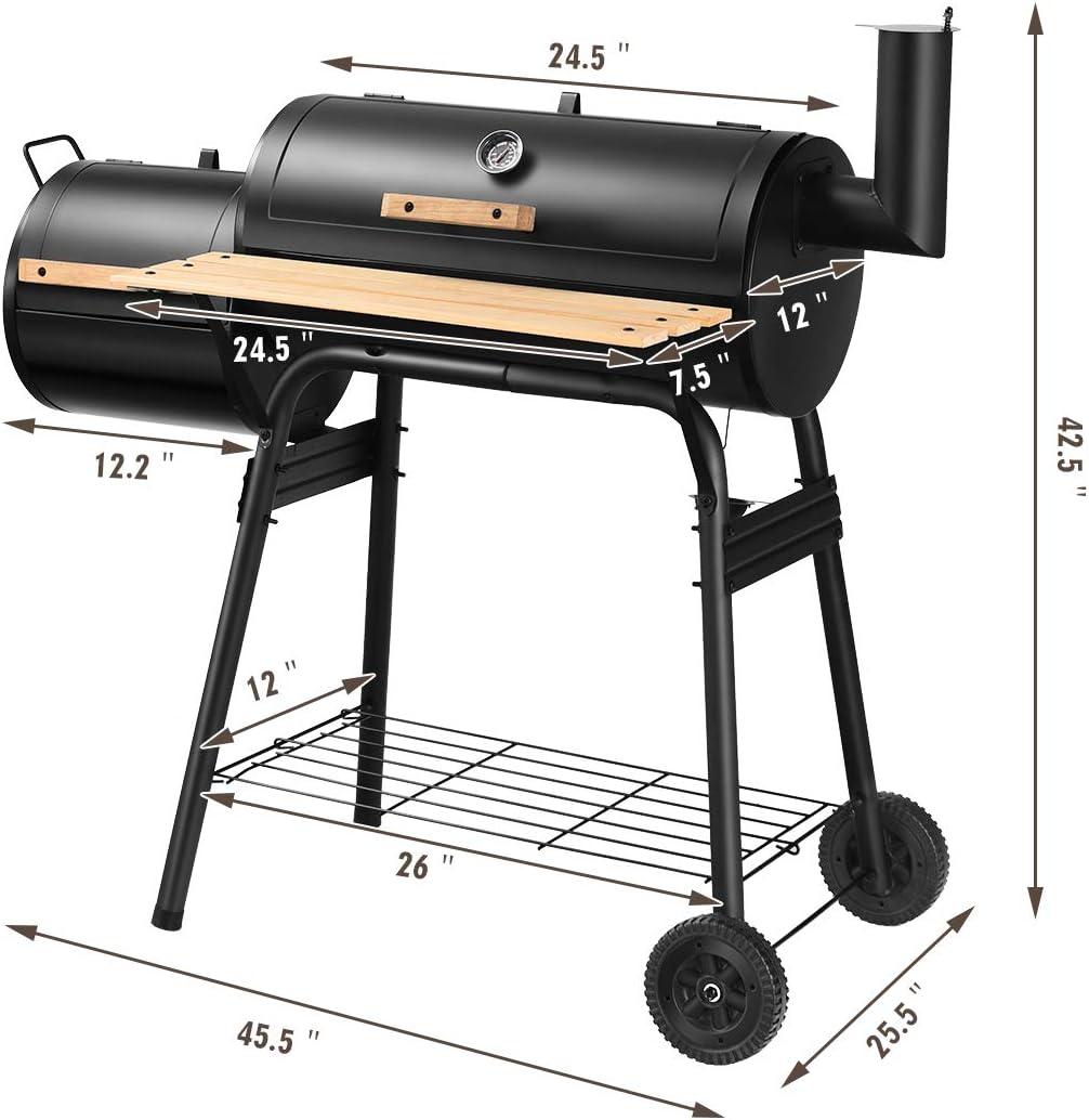 image:imageGiantex BBQ Grill Charcoal Barbecue Grill Outdoor Pit Patio Backyard Home Meat Cooker Smoker with Offset Smoker