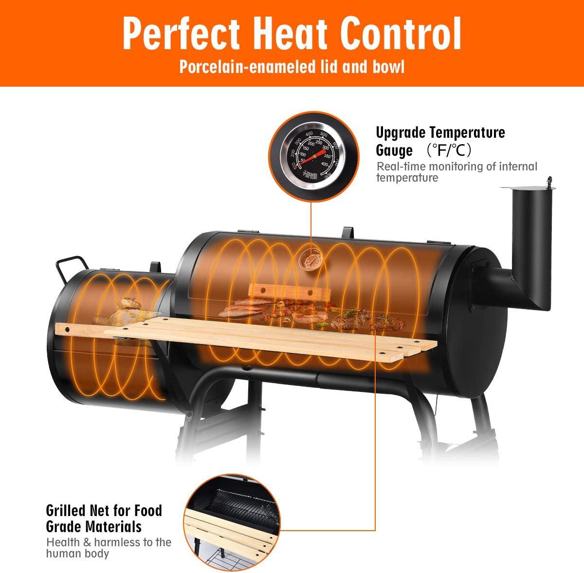 image:imageGiantex BBQ Grill Charcoal Barbecue Grill Outdoor Pit Patio Backyard Home Meat Cooker Smoker with Offset Smoker