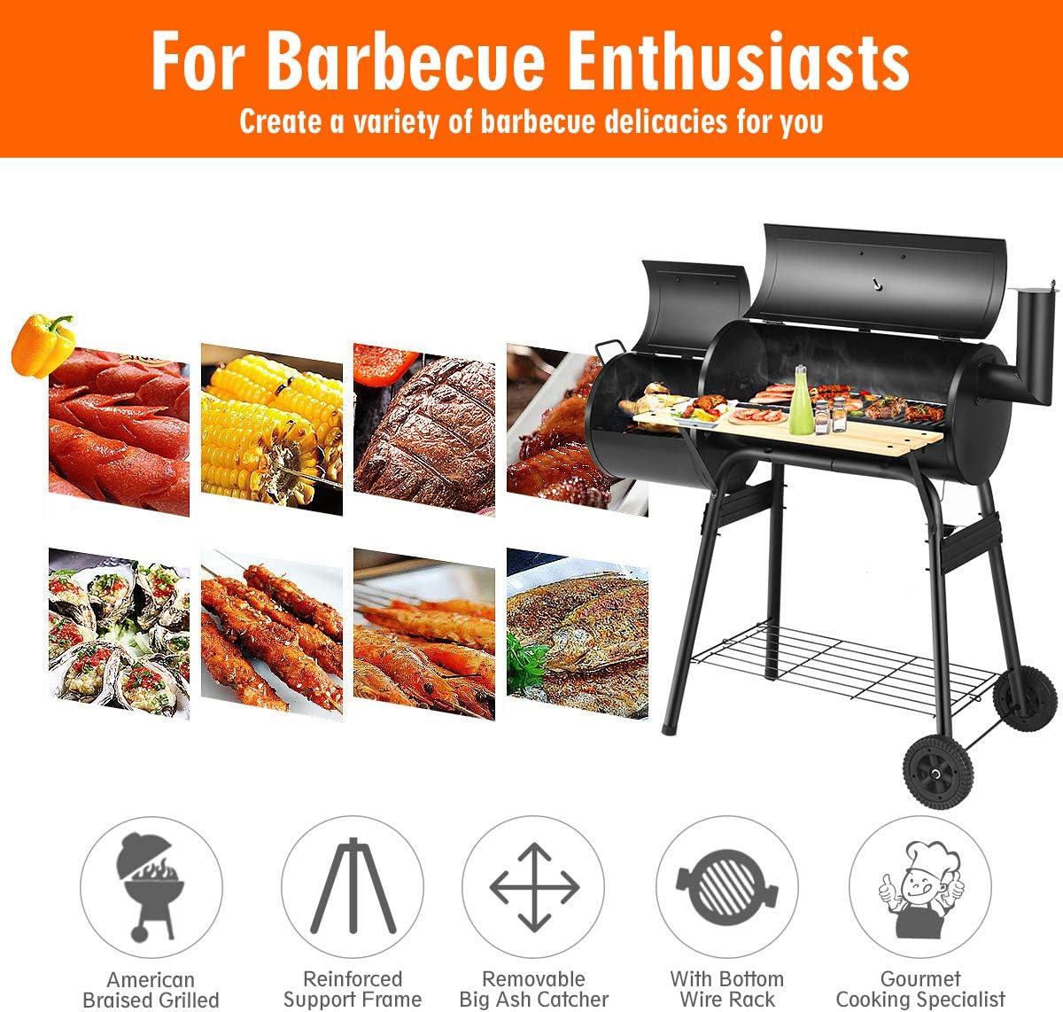 image:imageGiantex BBQ Grill Charcoal Barbecue Grill Outdoor Pit Patio Backyard Home Meat Cooker Smoker with Offset Smoker