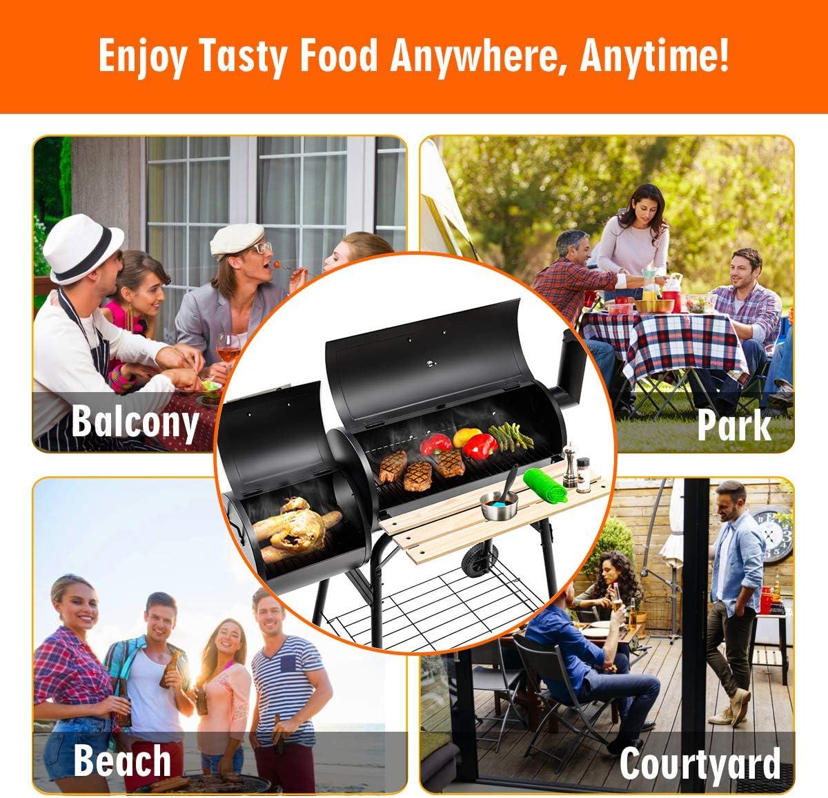 image:imageGiantex BBQ Grill Charcoal Barbecue Grill Outdoor Pit Patio Backyard Home Meat Cooker Smoker with Offset Smoker