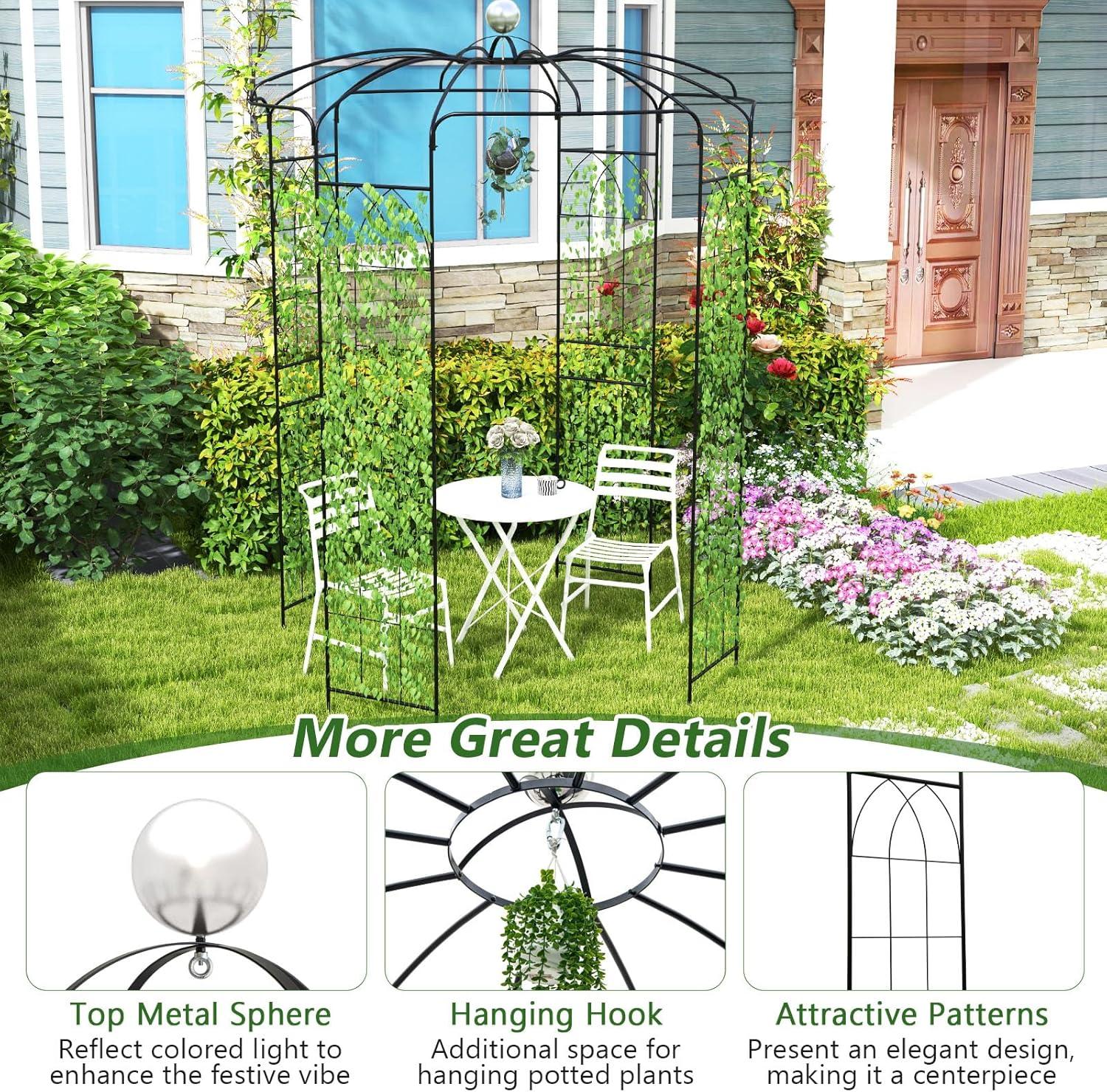 image:imageGiantex Birdcage Shape Gazebo 94 H x 68 W Metal Arch Trellis for Climbing Plants Clematis Vines French Style Pergola Pavilion Garden Arbor for Weddings Photoshoots Ceremony Party Outdoor Decor