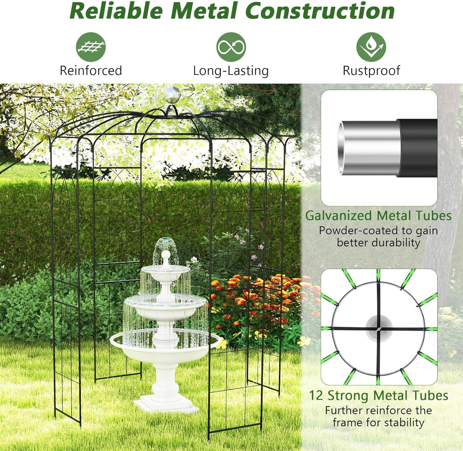 image:imageGiantex Birdcage Shape Gazebo 94 H x 68 W Metal Arch Trellis for Climbing Plants Clematis Vines French Style Pergola Pavilion Garden Arbor for Weddings Photoshoots Ceremony Party Outdoor Decor