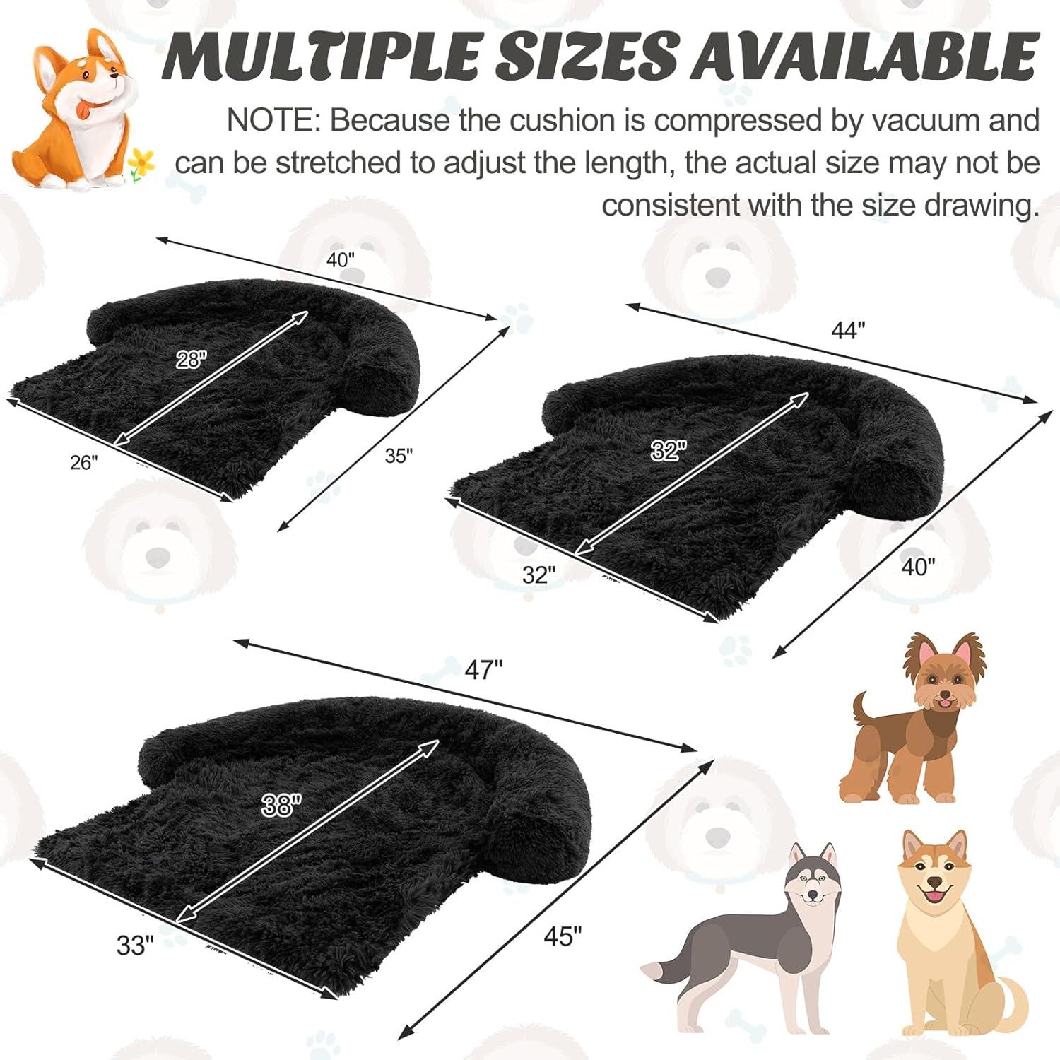 image:imageGiantex Calming Dog Bed Fluffy Plush Pet Bed for Couch Removable Washable Cover Soft Neck Bolster Dog Sofa Bed Furniture Protector Mats for Dogs Cats Dark Gray Medium 44 x 40 x 7