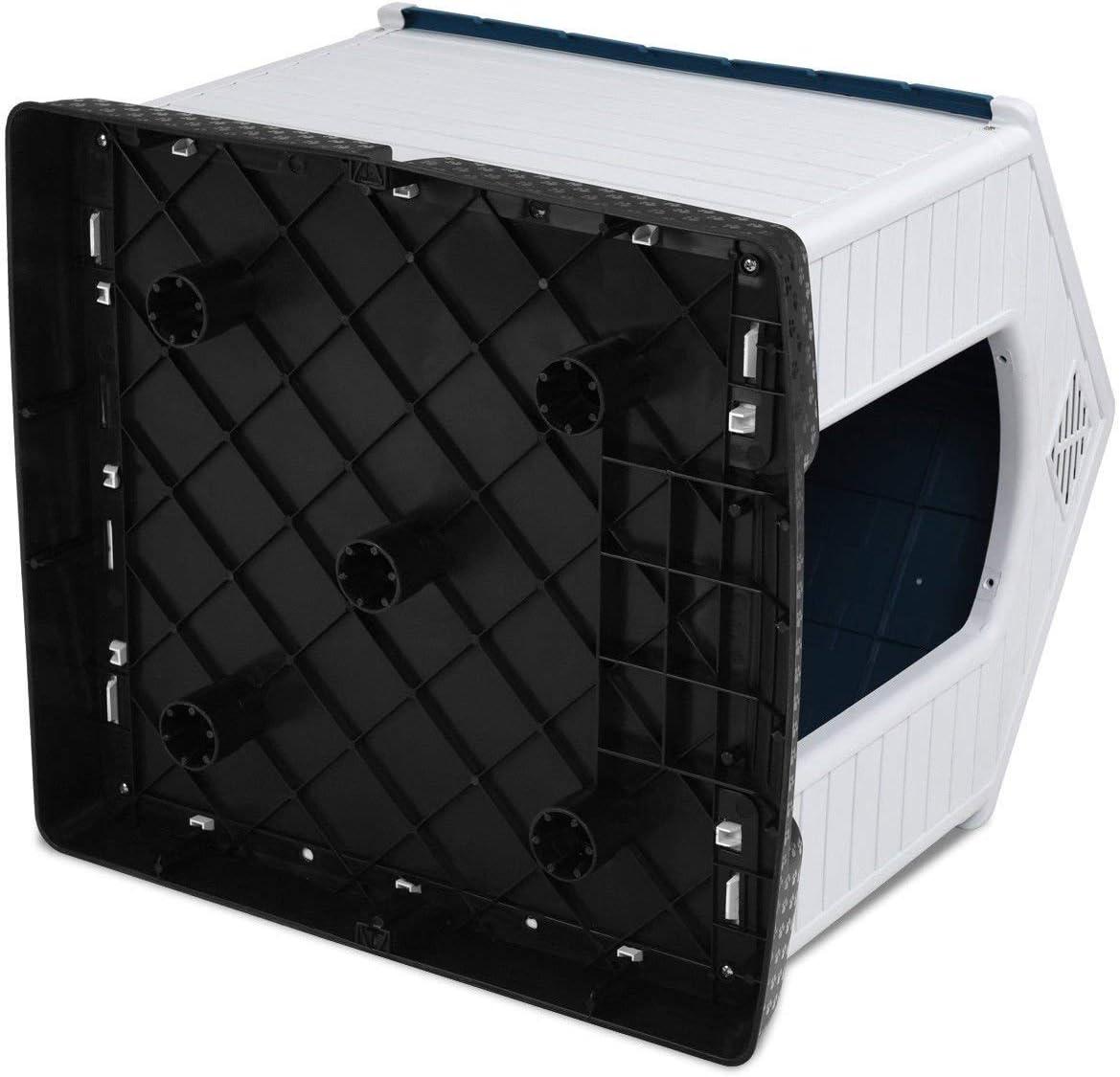 image:imageGiantex Dog House for Small Dogs Waterproof Plastic Dog Houses with Air Vents and Elevated Floor Easy to Assemble Outdoor Cat Feeding Station Indoor Patio Backyard Dog Kennel HouseBlue White