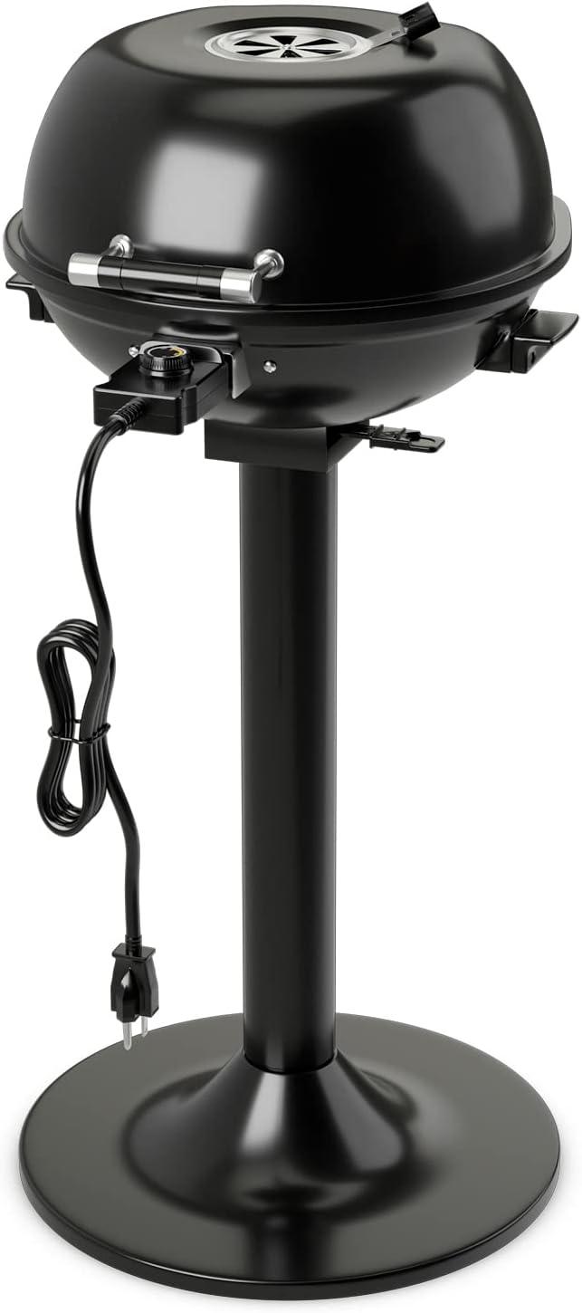 image:imageGiantex Electric BBQ Grill 1600W Removable NonStick Grill Rack Warming Rack Oil Drip Tray Adjustable Temperature Portable Outdoor Electric Grill for Camping Picnic Tailgating Black