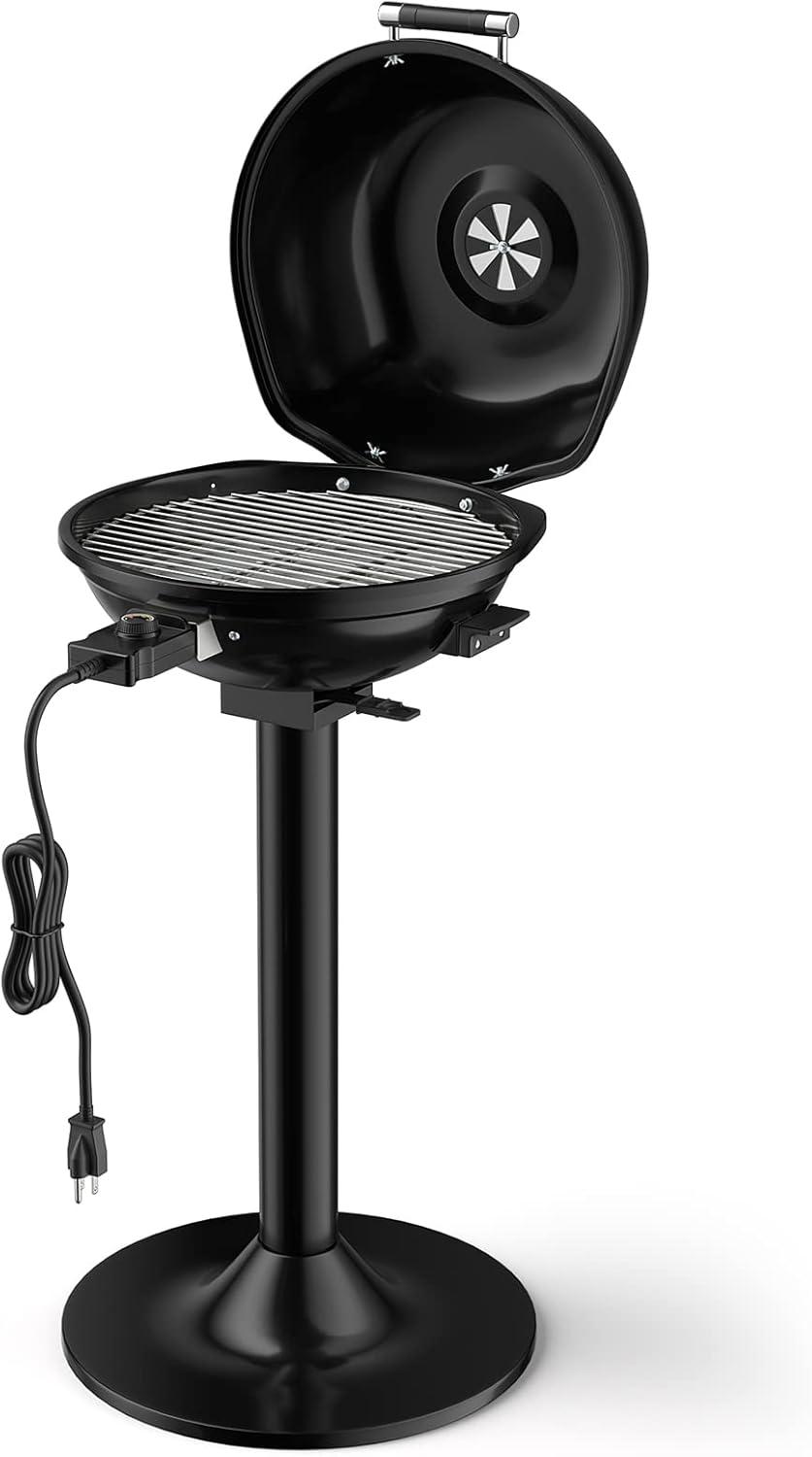 image:imageGiantex Electric Grill Indoor Outdoor 1600W Portable Barbecue Grill with Removable NonStick Grilling Rack Adjustable Temperature Oil Drip Tray for Picnic Camping Backyard Cooking RedBlack