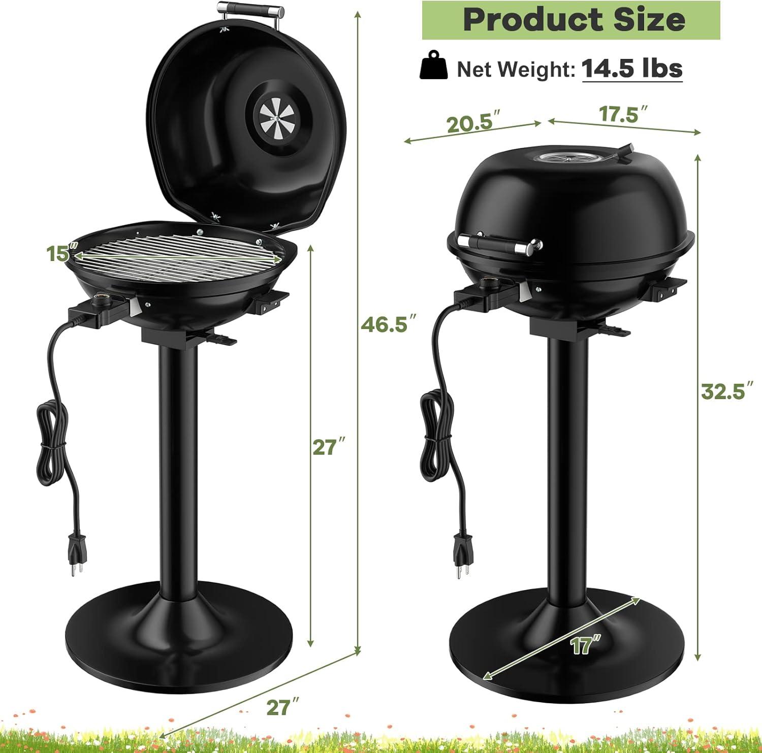 image:imageGiantex Electric Grill Indoor Outdoor 1600W Portable Barbecue Grill with Removable NonStick Grilling Rack Adjustable Temperature Oil Drip Tray for Picnic Camping Backyard Cooking RedBlack