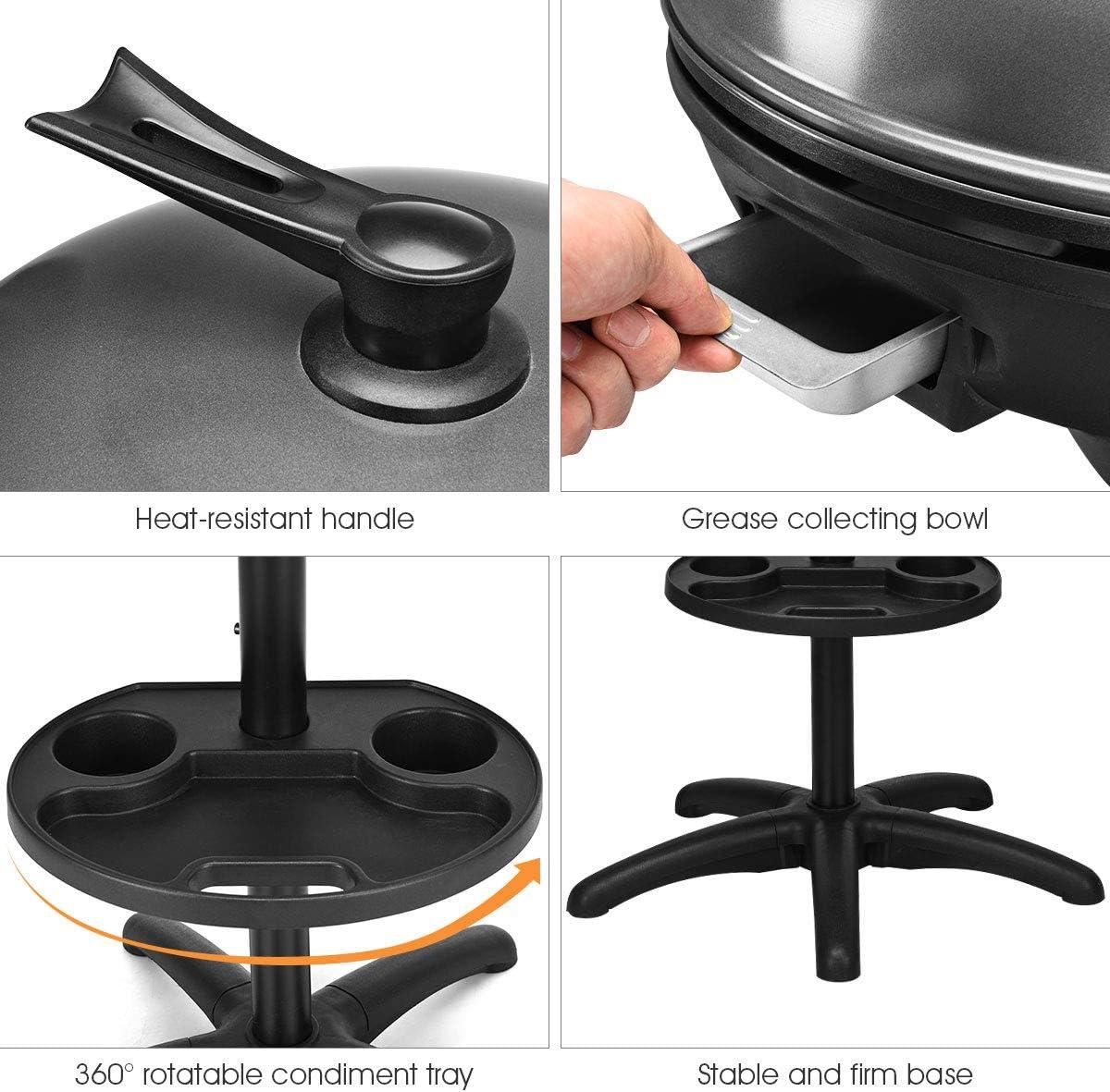 image:imageGiantex Electric Grill Indoor Outdoor Nonstick Grill Griddle Plate 3 Cooking Zones Temperature Control Drip Tray 1350W 200sqin BBQ Grill for Balcony Apartments Backyard Party Camping BlackBlack