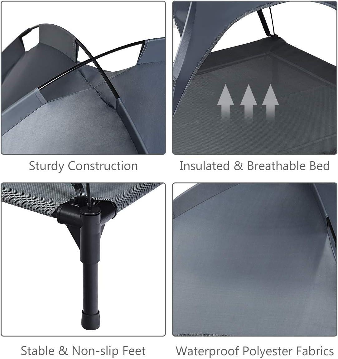 image:imageGiantex Elevated Dog Bed with Canopy Portable Indoor Outdoor Pet Cot for Camping Beach Lawn Keep Dogs Cats Cool in Summer Breathable Fabric Steel Frame Easy Assembly XL 415 x 345 x 35XL 415 x 345 x 35
