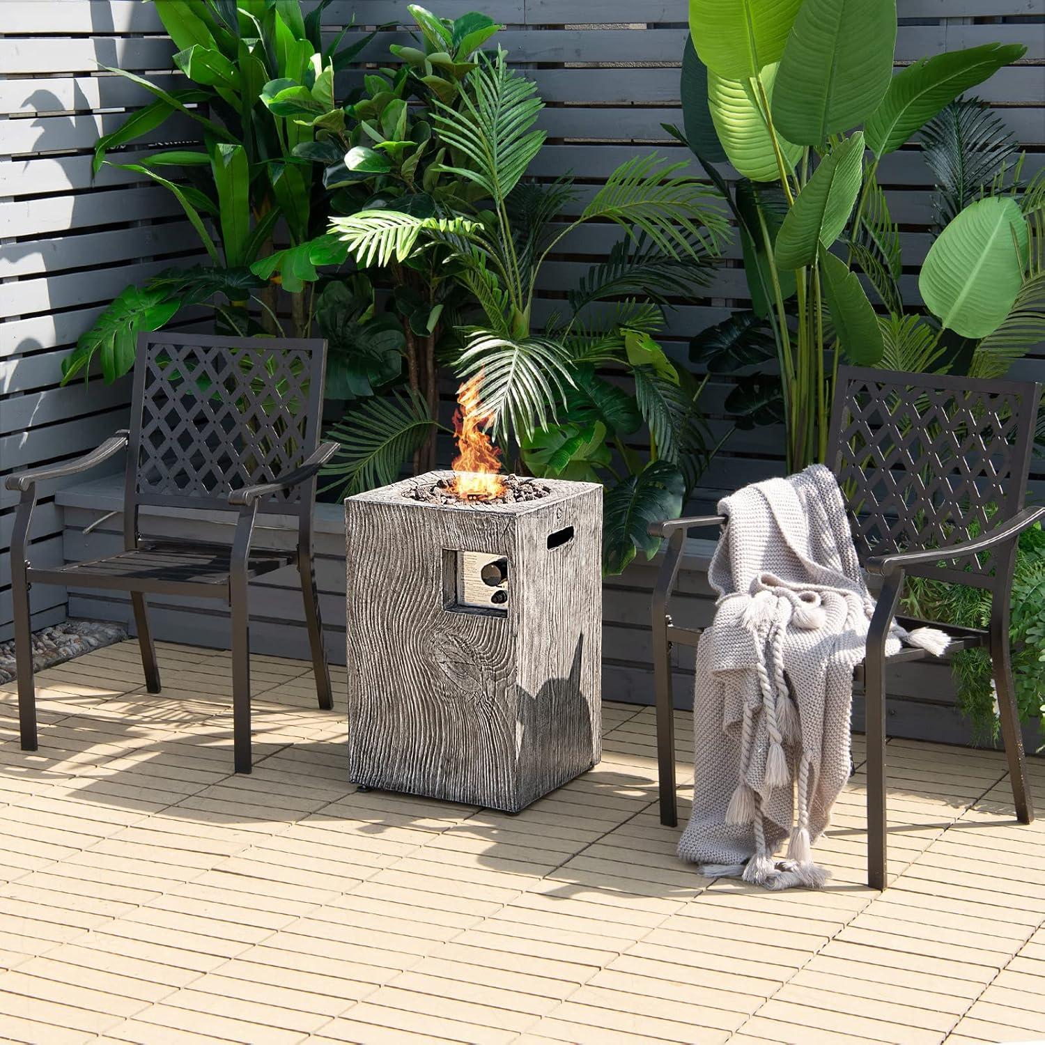 image:imageGiantex Fire Pit for Outside 16Gas Fireplaces 30000 BTU Electronic Ignition Square with Lava Rocks Instant Touchup Pen Waterproof Cover for PatioOutdoor CSA Certified Outdoor FirepitsBlackGray