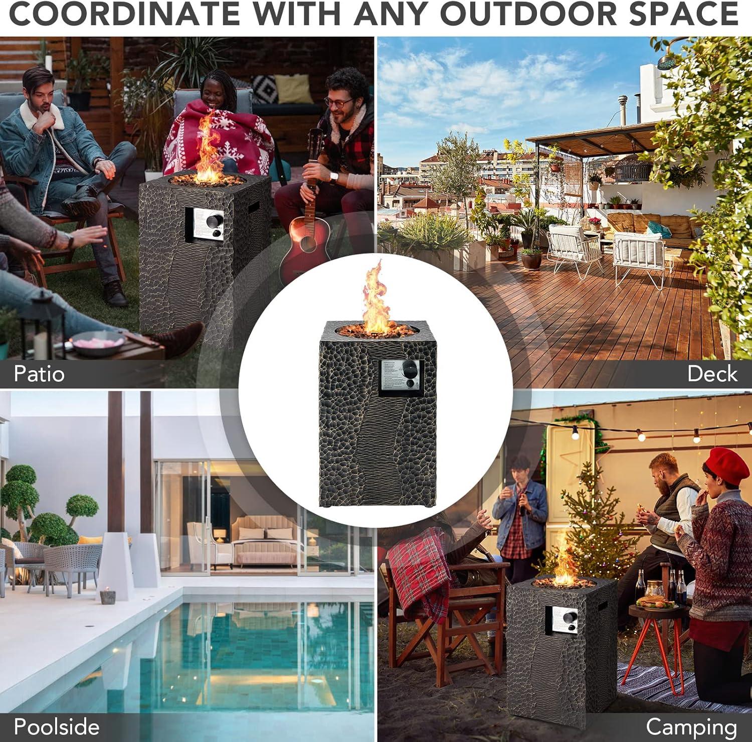 image:imageGiantex Fire Pit for Outside 16Gas Fireplaces 30000 BTU Electronic Ignition Square with Lava Rocks Instant Touchup Pen Waterproof Cover for PatioOutdoor CSA Certified Outdoor Firepits GrayBlack