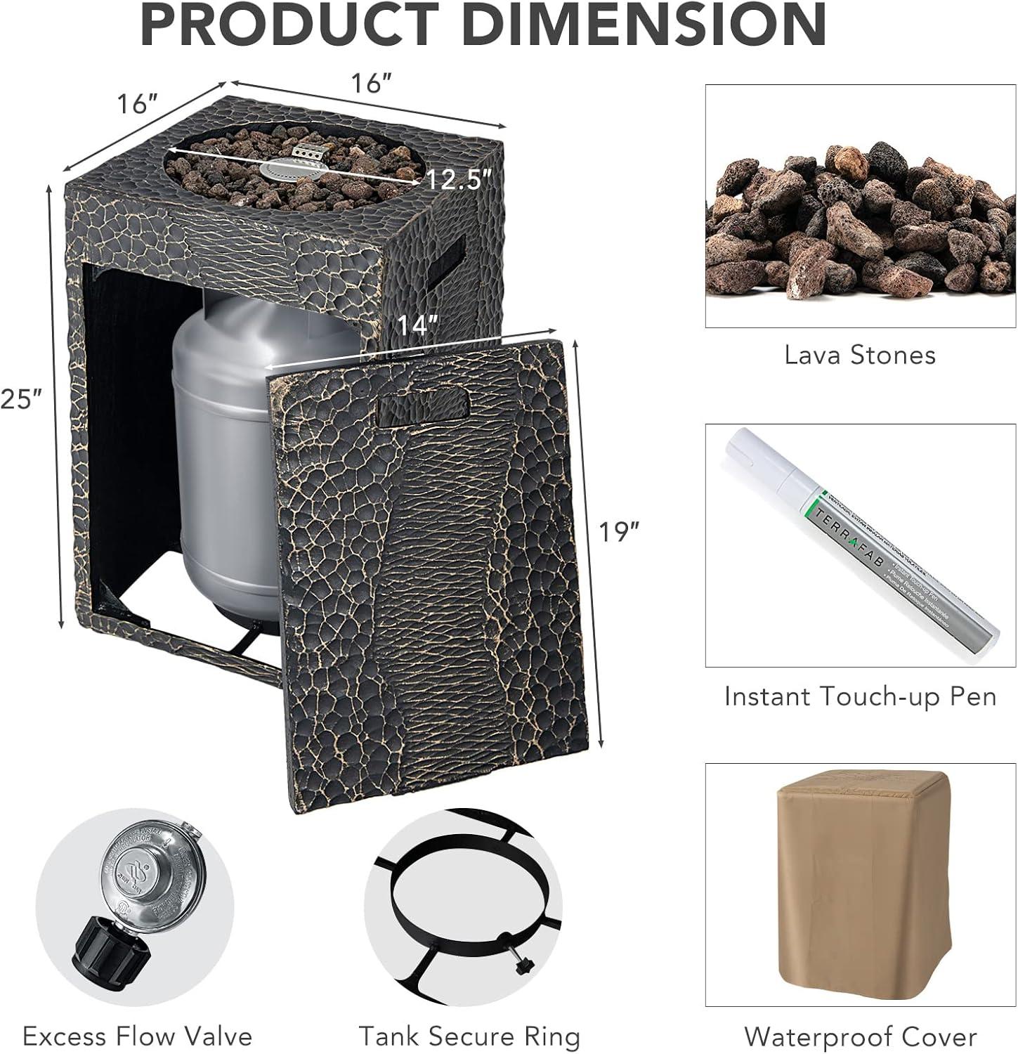 image:imageGiantex Fire Pit for Outside 16Gas Fireplaces 30000 BTU Electronic Ignition Square with Lava Rocks Instant Touchup Pen Waterproof Cover for PatioOutdoor CSA Certified Outdoor Firepits GrayBlack