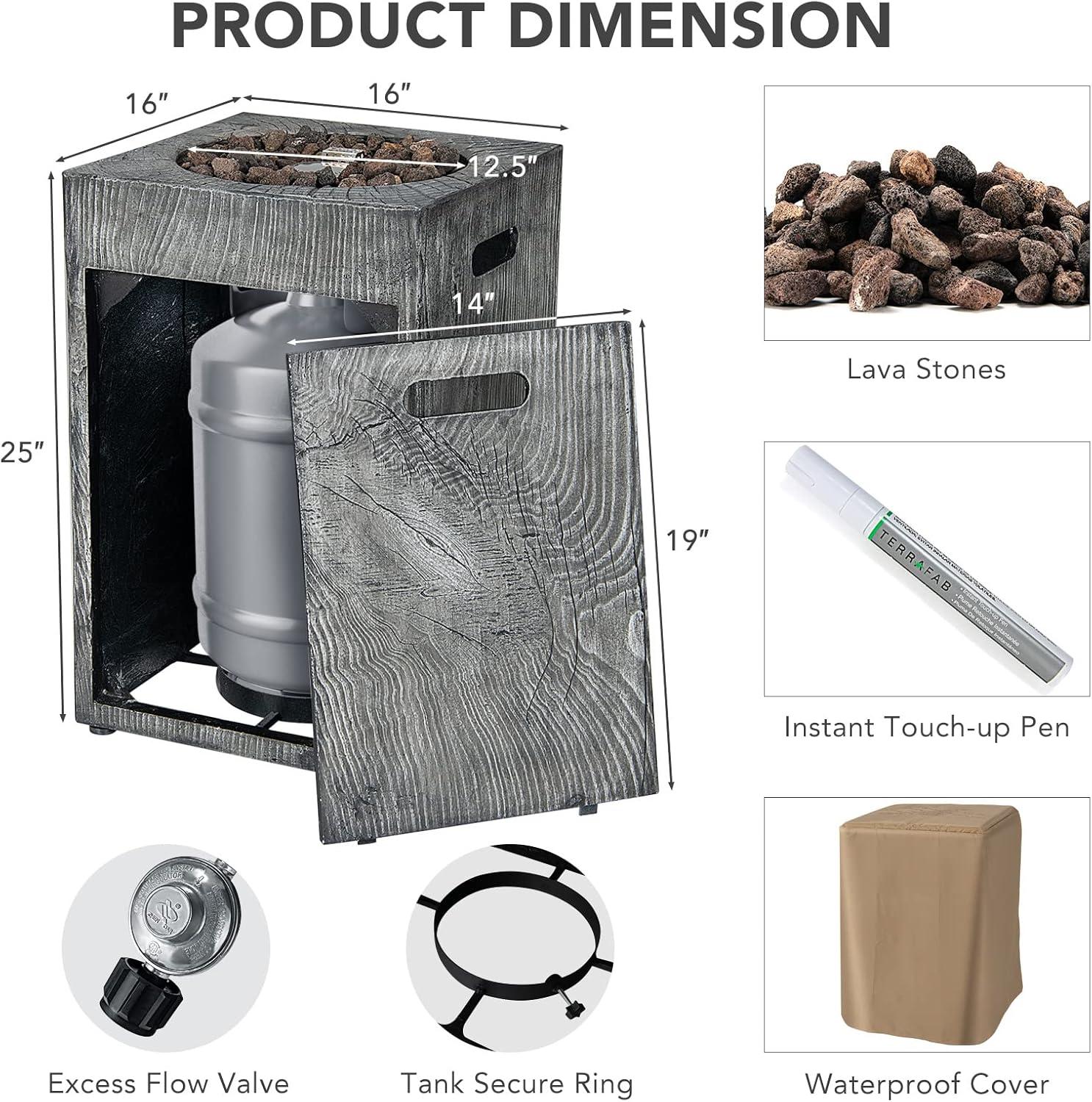 image:imageGiantex Fire Pit for Outside 16Gas Fireplaces 30000 BTU Electronic Ignition Square with Lava Rocks Instant Touchup Pen Waterproof Cover for PatioOutdoor CSA Certified Outdoor FirepitsBlackGray