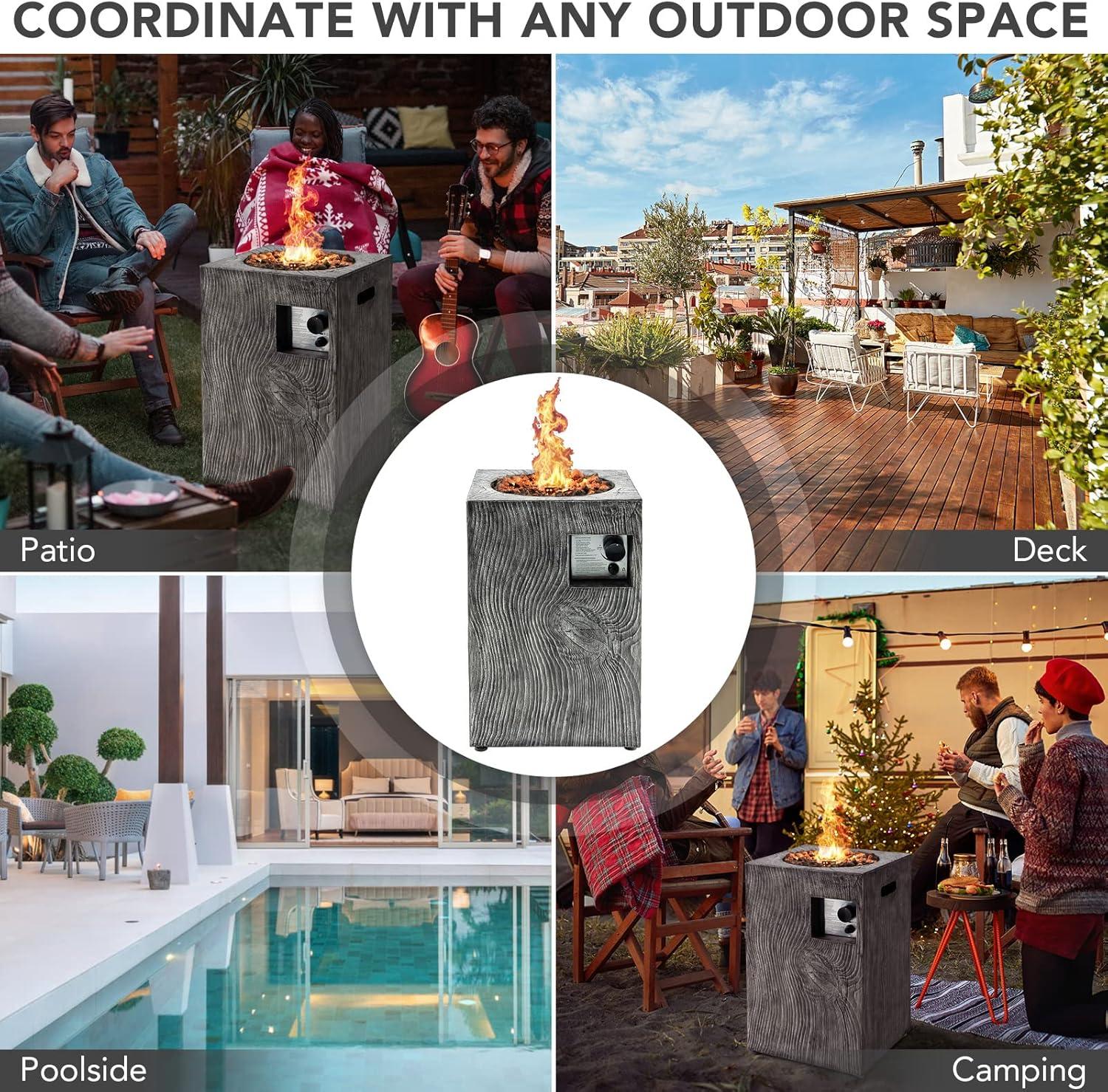 image:imageGiantex Fire Pit for Outside 16Gas Fireplaces 30000 BTU Electronic Ignition Square with Lava Rocks Instant Touchup Pen Waterproof Cover for PatioOutdoor CSA Certified Outdoor FirepitsBlackGray