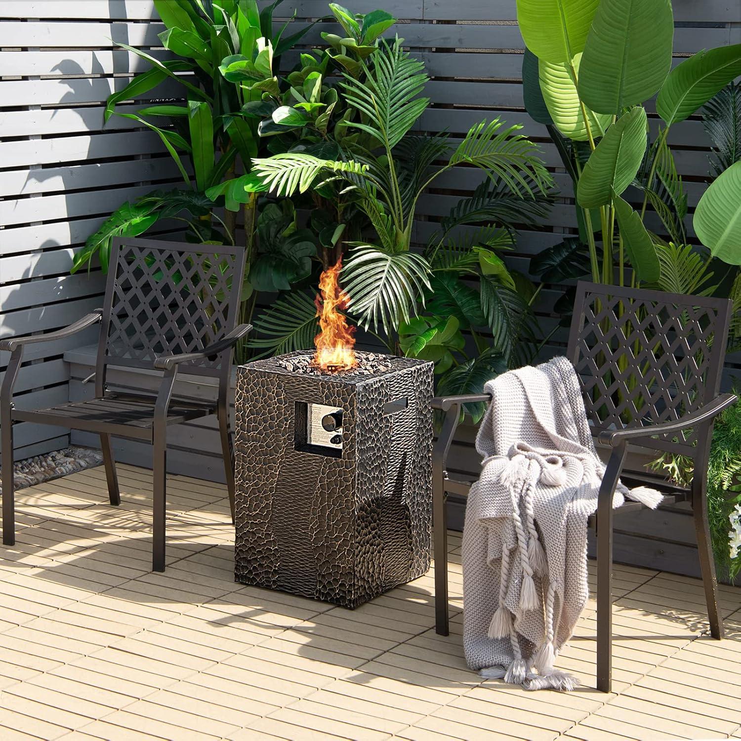 image:imageGiantex Fire Pit for Outside 16Gas Fireplaces 30000 BTU Electronic Ignition Square with Lava Rocks Instant Touchup Pen Waterproof Cover for PatioOutdoor CSA Certified Outdoor FirepitsBlackBlack