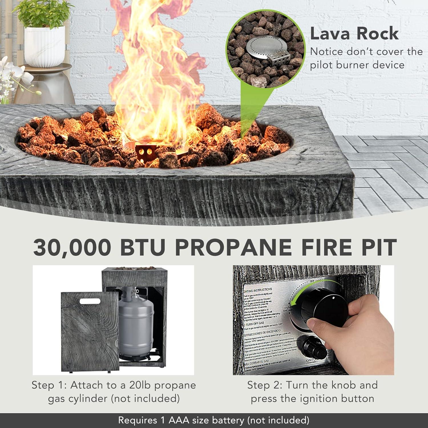 image:imageGiantex Fire Pit for Outside 16Gas Fireplaces 30000 BTU Electronic Ignition Square with Lava Rocks Instant Touchup Pen Waterproof Cover for PatioOutdoor CSA Certified Outdoor Firepits GrayGray