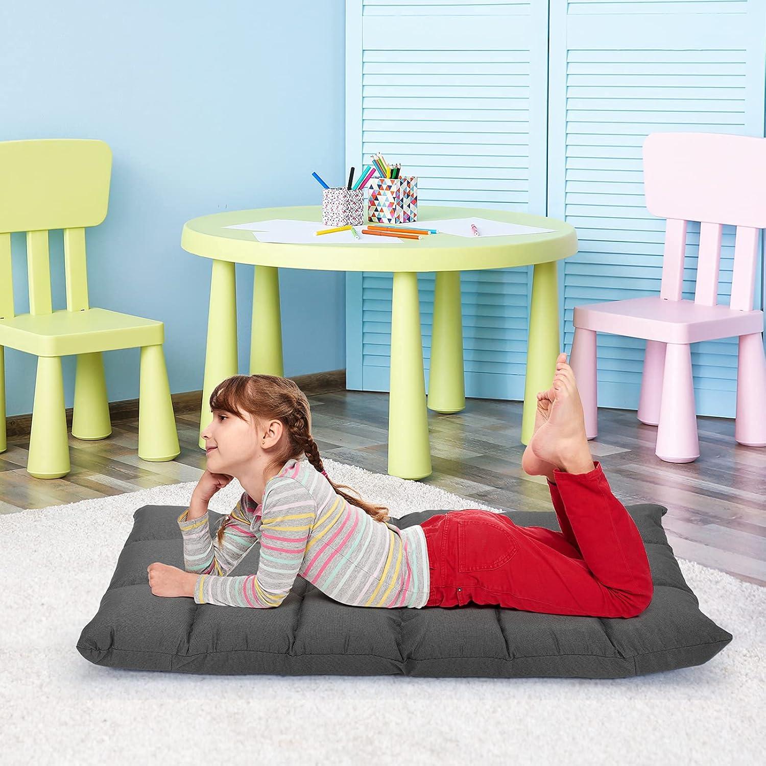 image:imageGiantex Floor Sofa Chair Video Gaming Chair with 14 Adjustable Position Padded Back Support Floor Cushioned Seat Folding Lazy Chair for Meditation Reading Watching Living Room ReclinerGreyGrey