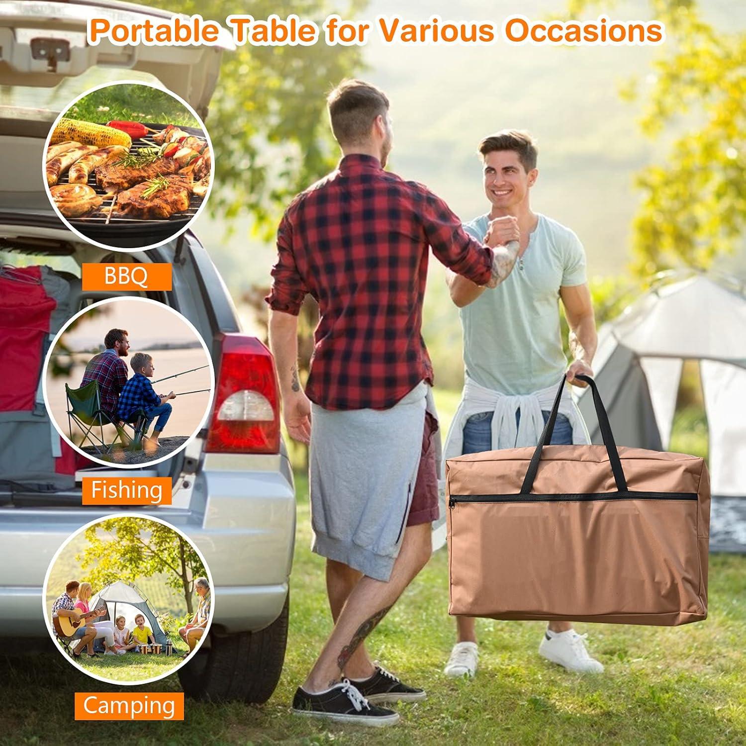 image:imageGiantex Folding Grill Table with 26 Tabletop and Detachable Windscreen Aluminum Portable Camp Cook Station Carry Bag Quick Setup BBQ Camping Picnic Backyard Outdoor Camping Kitchen Table GreyBrown