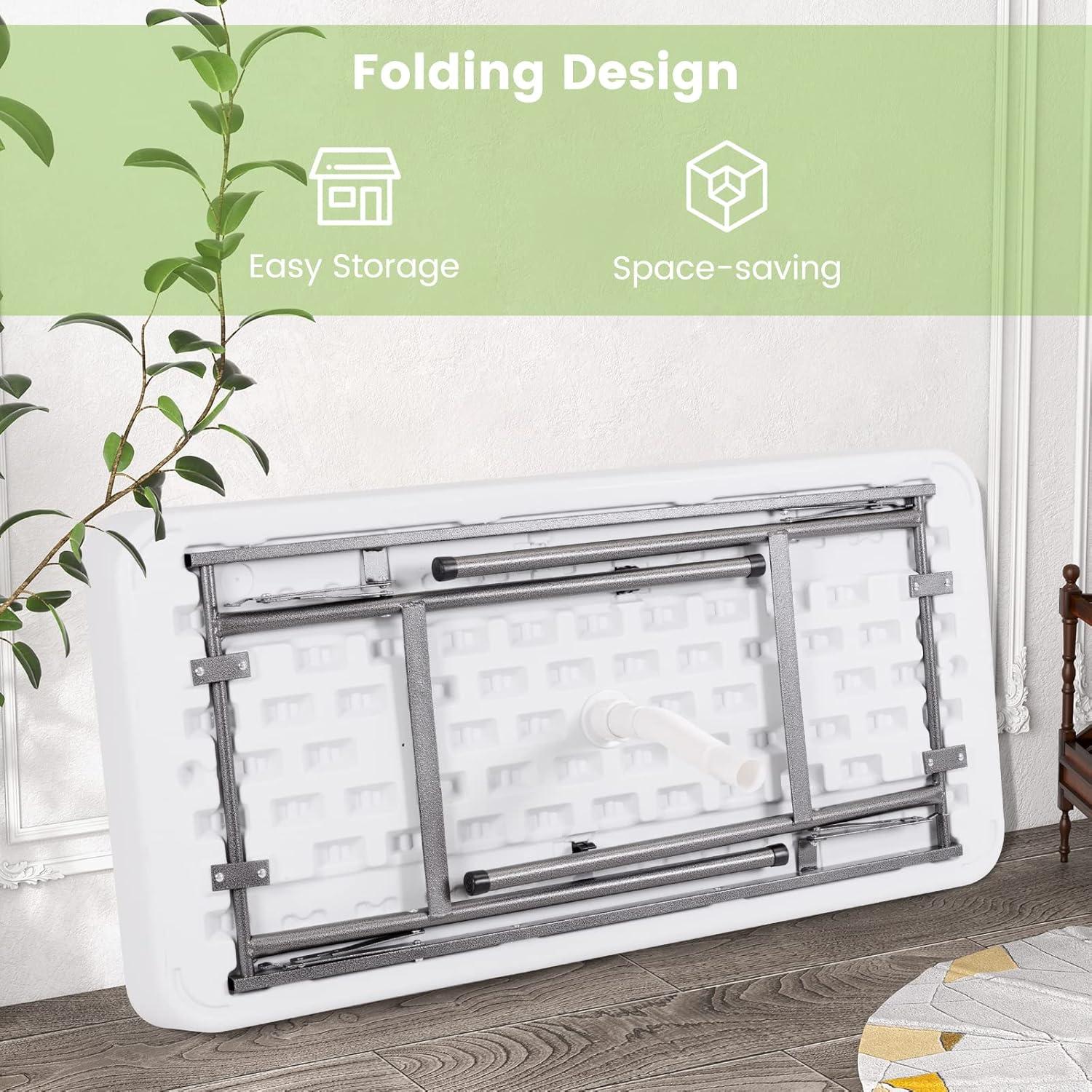 image:imageGiantex Folding Ice Table with Drain 4 ft Portable Cooler with Removable Skirt No Assembly Fill and Chill Table for Food Drink Beverage Foldable Party Ice Bin for Camping BBQ Outdoor WhiteWhite