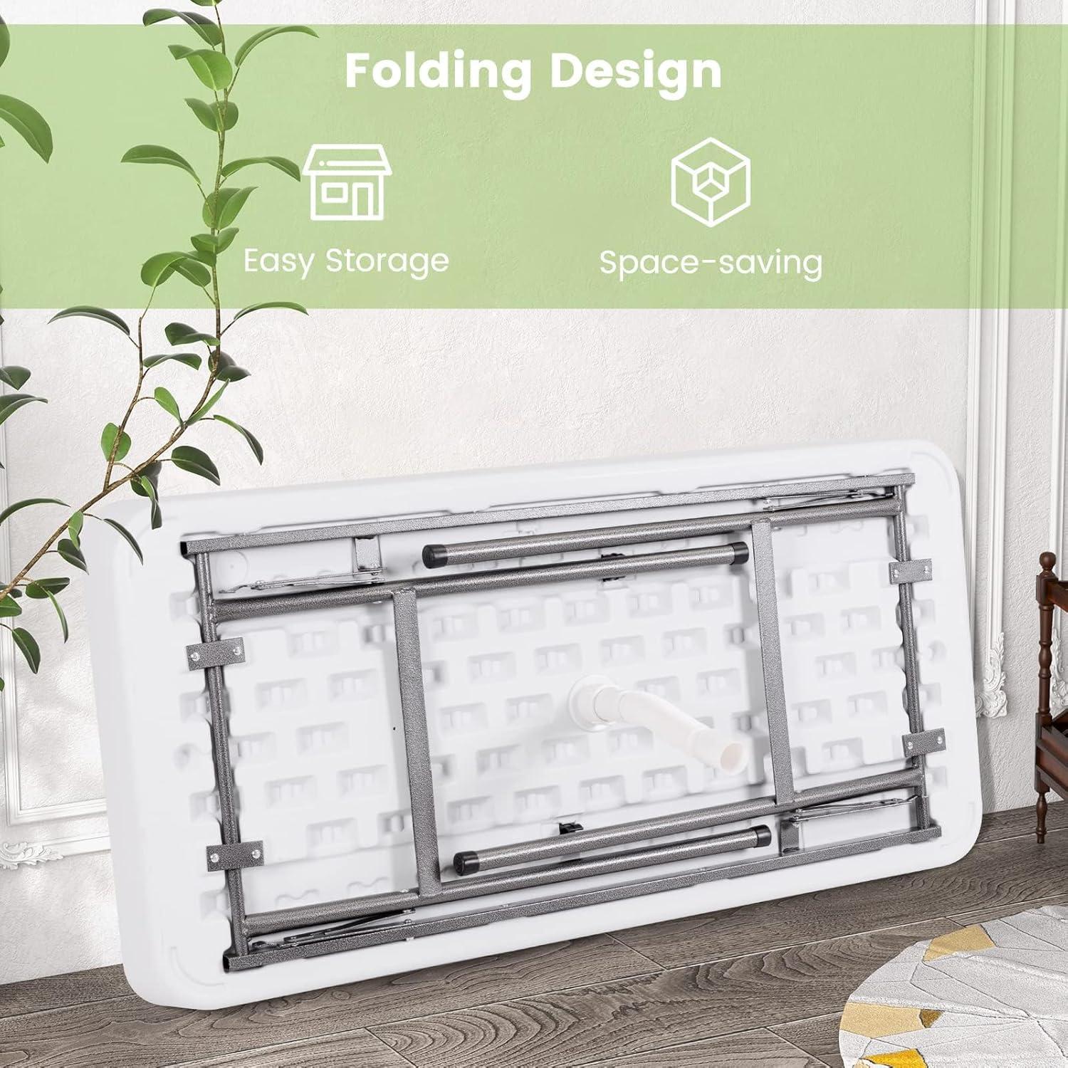 image:imageGiantex Folding Ice Table with Drain 4 ft Portable Cooler with Removable Skirt No Assembly Fill and Chill Table for Food Drink Beverage Foldable Party Ice Bin for Camping BBQ Outdoor WhiteWhite