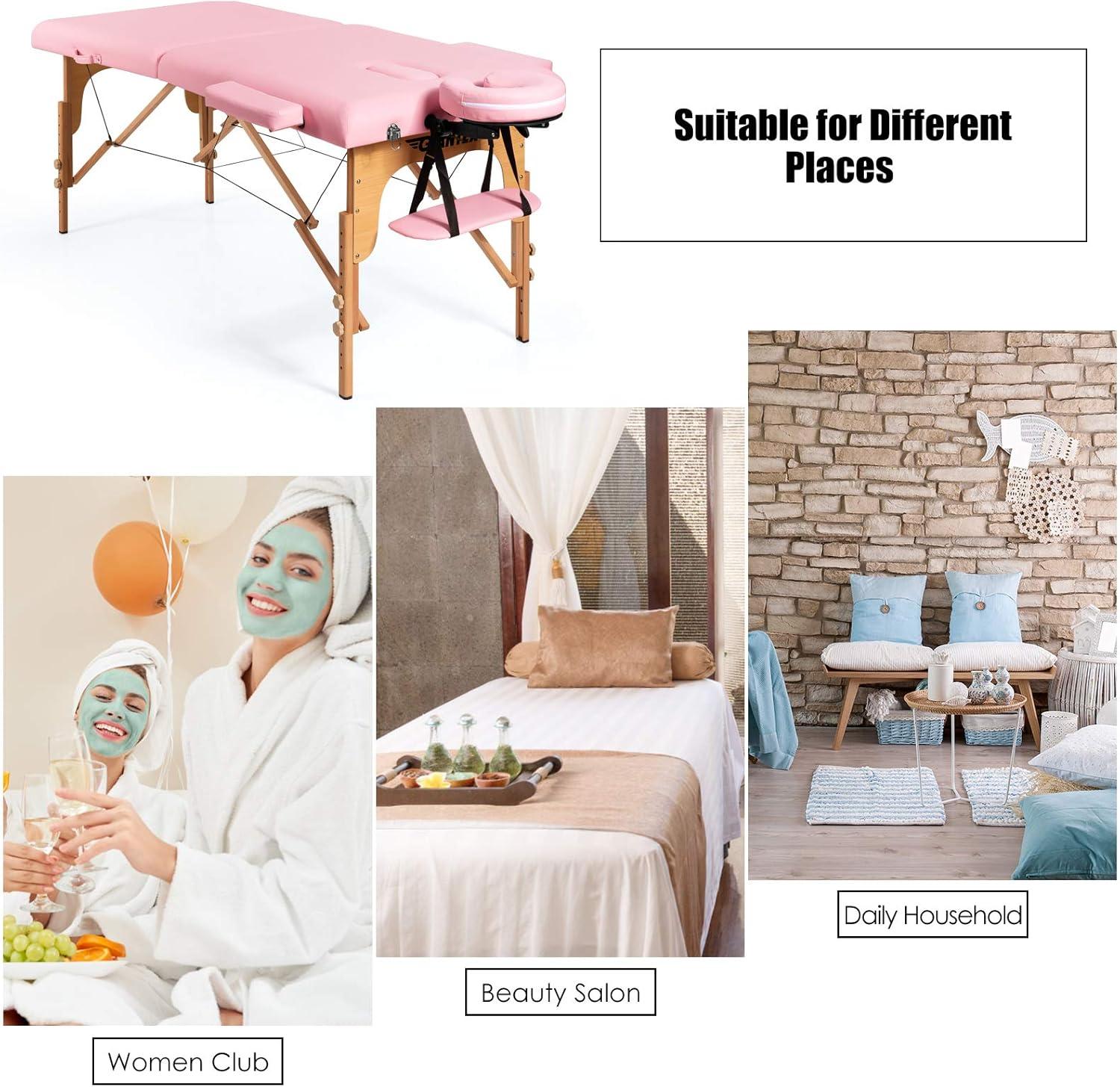 image:imageGiantex Folding Massage Table Lash Bed 84 Professional Massage Bed 2 Fold with Facial Cradle amp Carry Case Spa Facial Tattoo Beds BlackPink